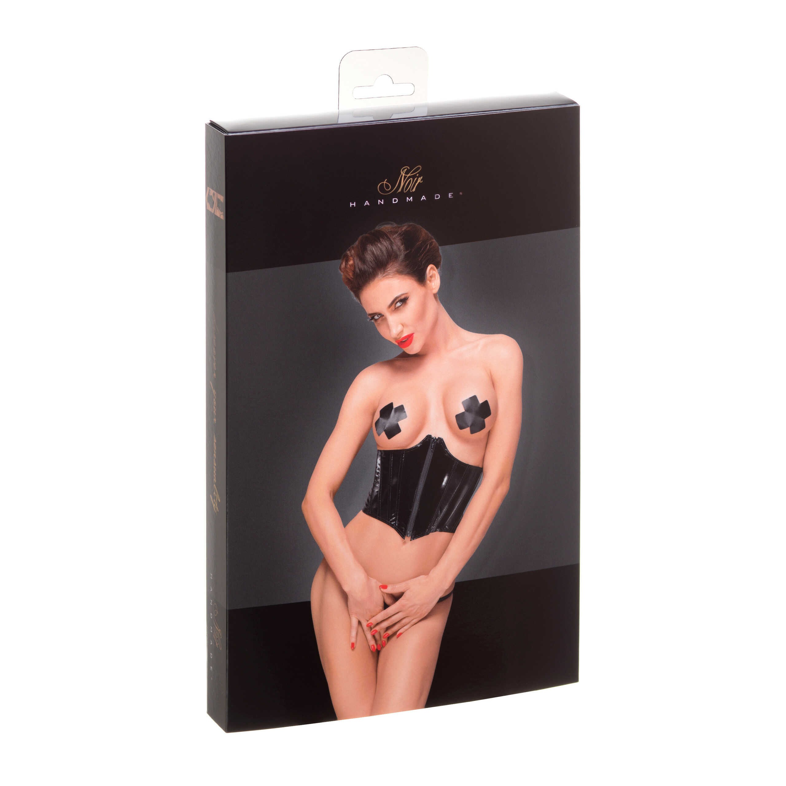 Corset serre-taille en PVC à laçage réglable - Noir Handmade – Image 6