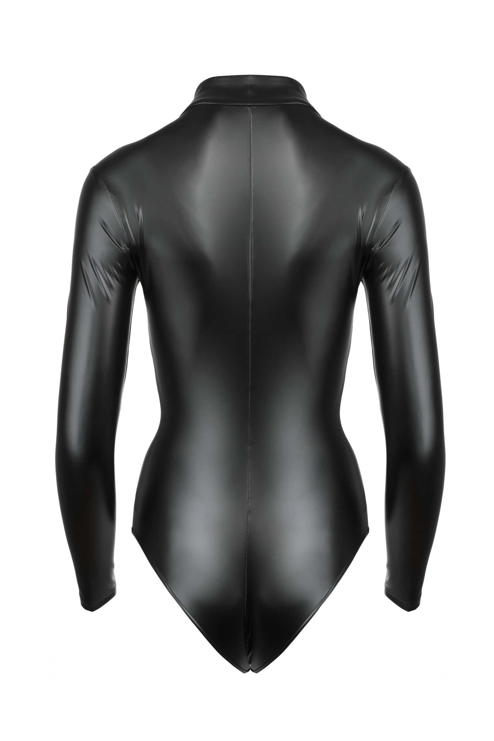 Body wetlook avec fermeture éclair 3 voies - Noir Handmade – Image 4