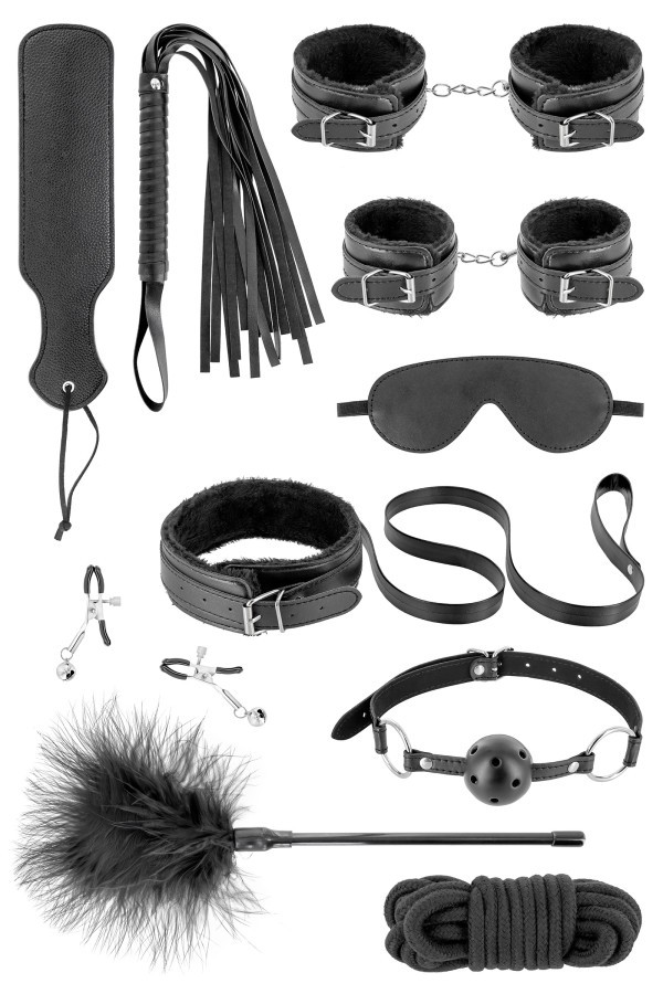 Coffret bondage complet 10 pièces en cuir végan - Fetish Tentation