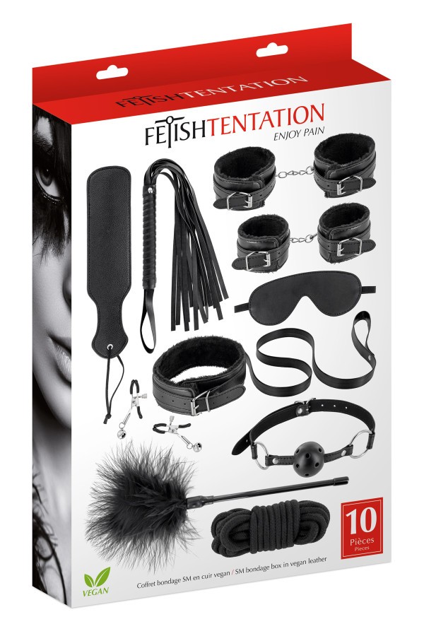 Coffret bondage complet 10 pièces en cuir végan - Fetish Tentation – Image 2