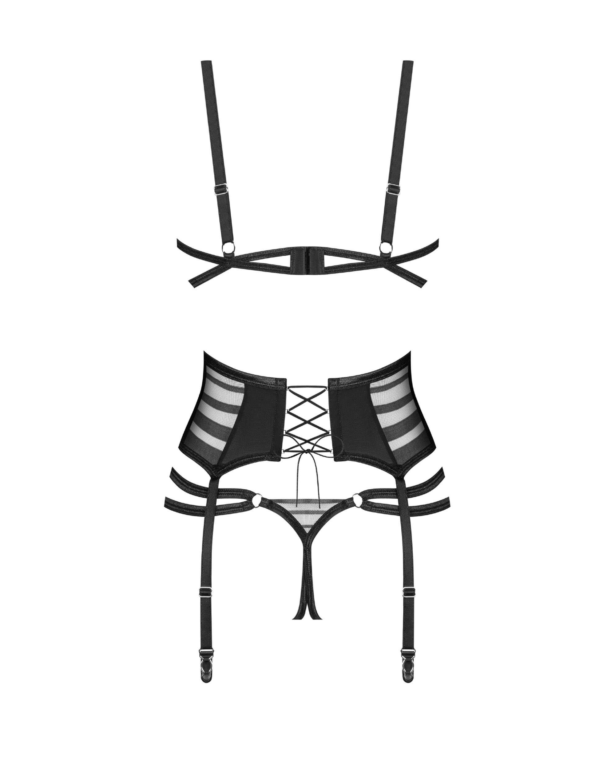 Ensemble lingerie ouvert 3 pièces Lune Bellis - Obsessive – Image 2