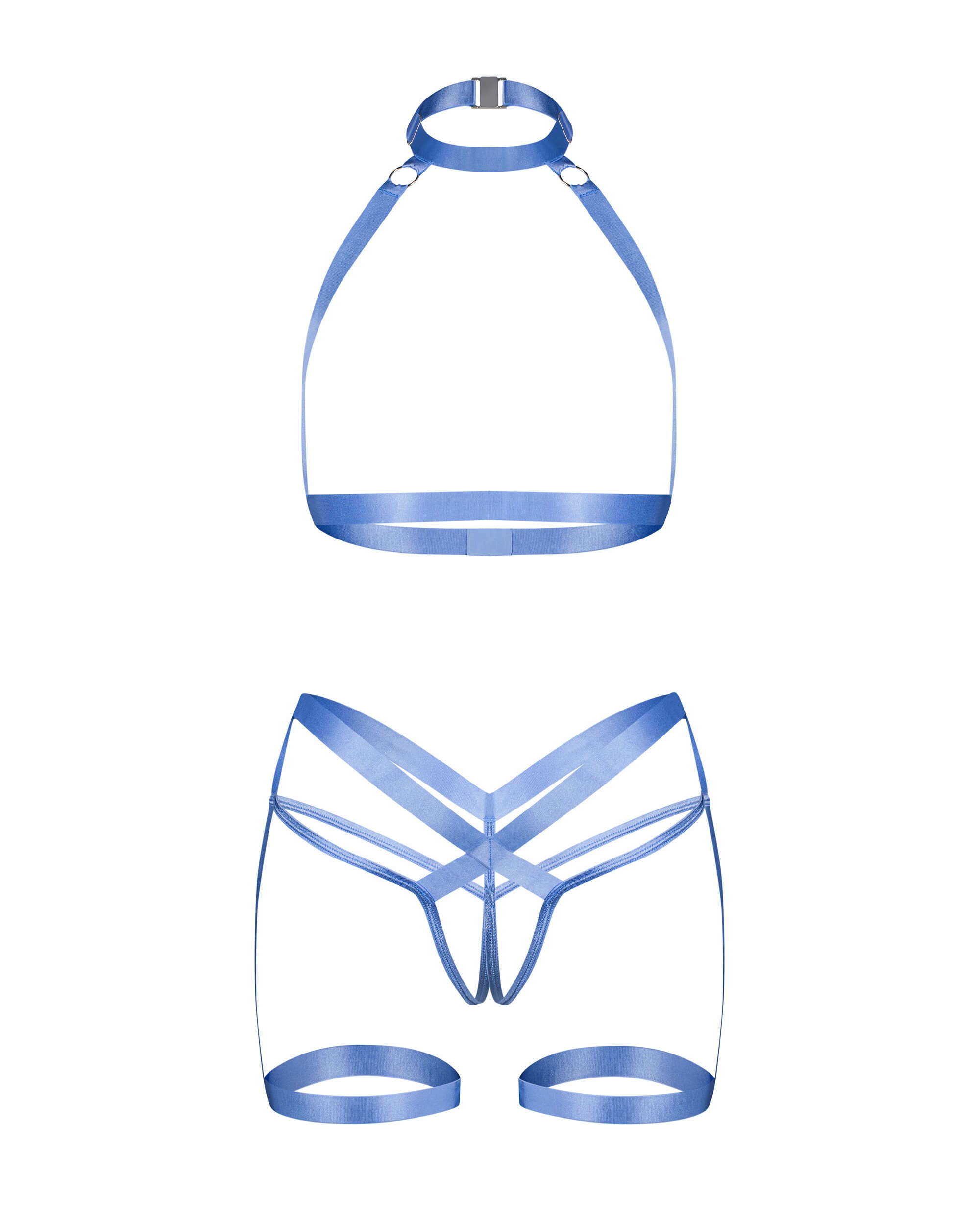 Ensemble harnais lingerie 2 pièces bleu Shaderi - Obsessive