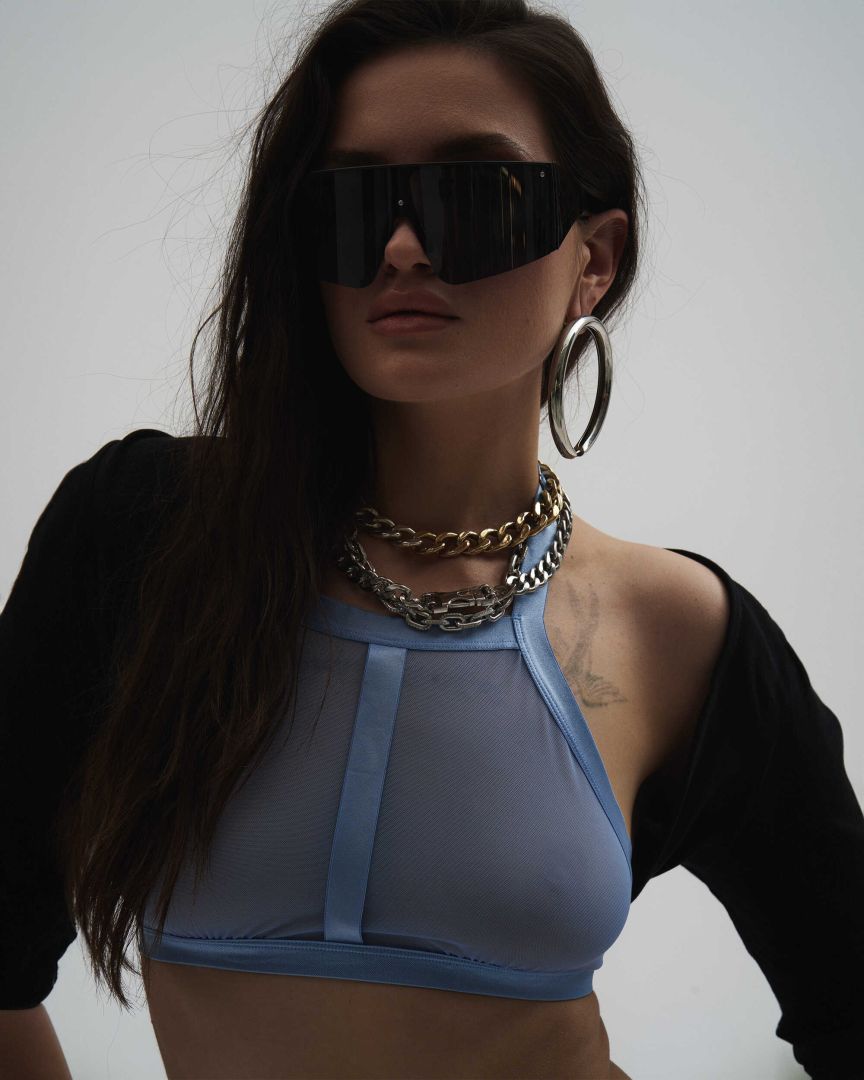 Ensemble lingerie top et string bleu Shaderi - Obsessive – Image 9