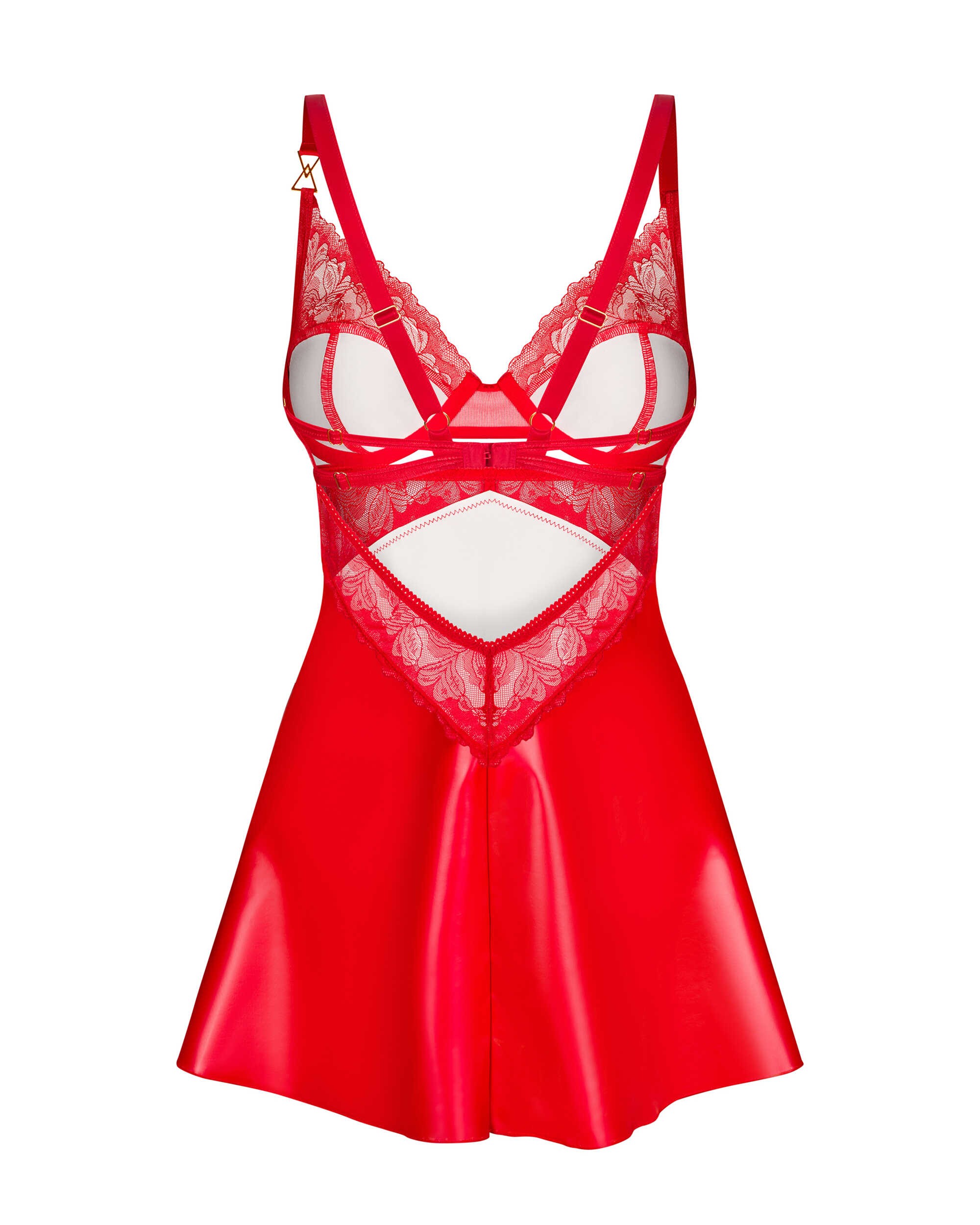 Nuisette et string en dentelle rouge Aliosa - Obsessive – Image 7