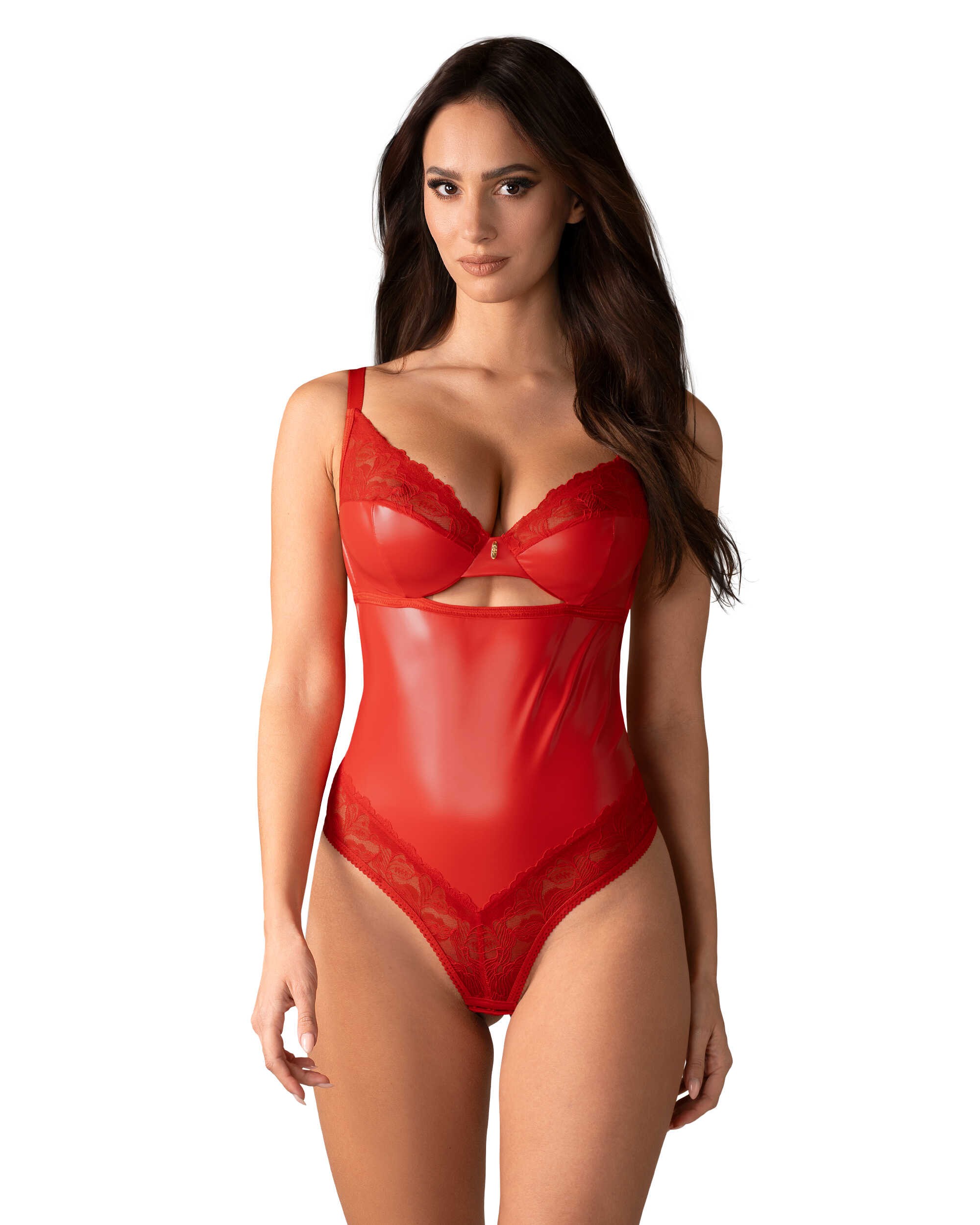 Body dentelle Aliosa rouge - Obsessive