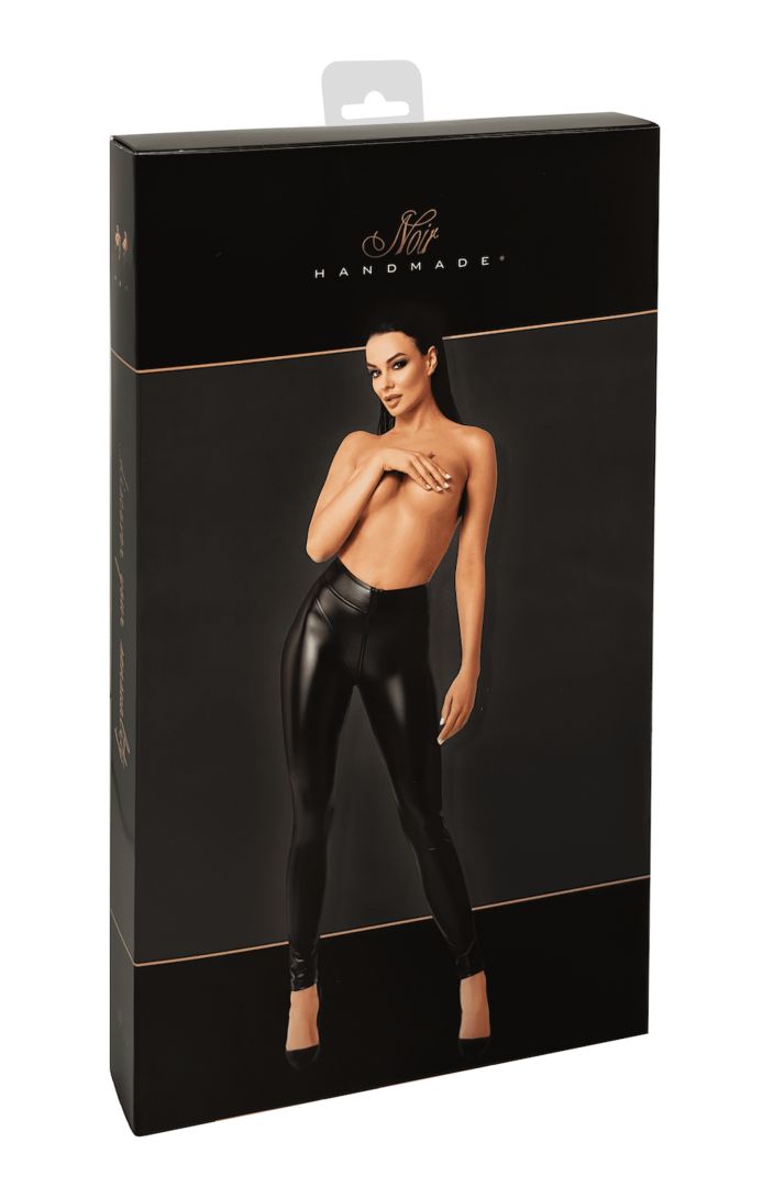Legging wetlook Chimera avec zip intégral - Noir Handmade – Image 9