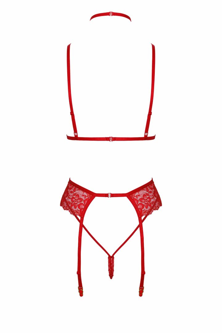 Ensemble lingerie bondage 5 pièces dentelle rouge - Kissable – Image 7