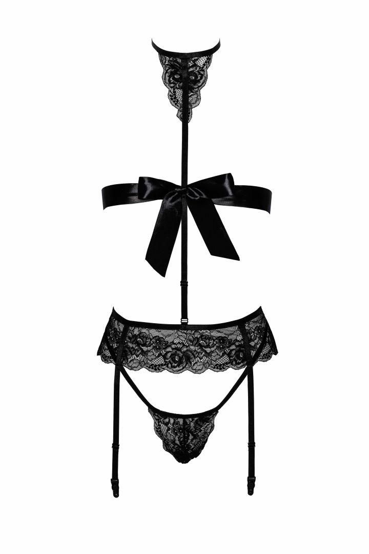 Ensemble lingerie bondage 4 pièces noir - Kissable – Image 5