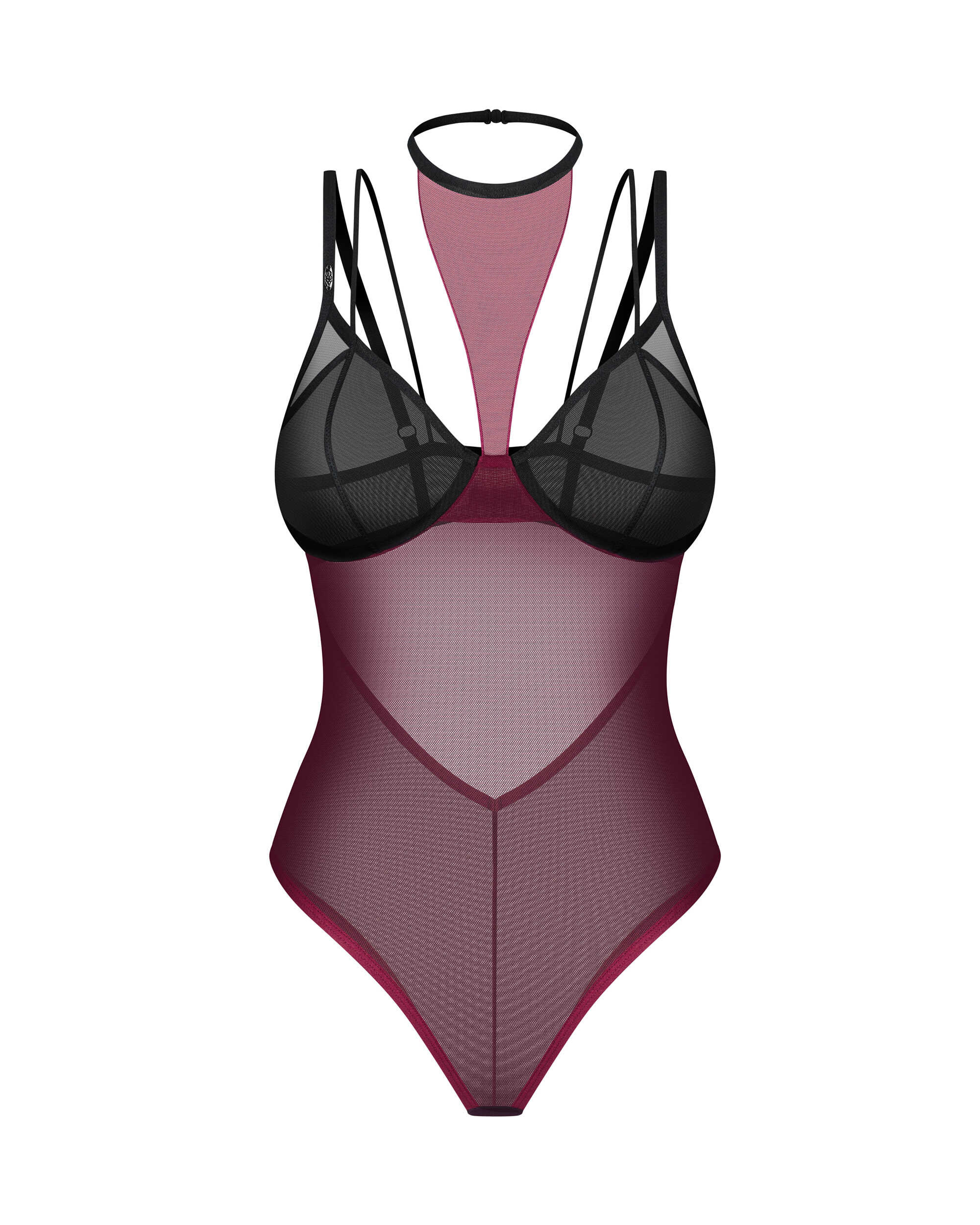 Body Parisel transparent avec choker - Obsessive