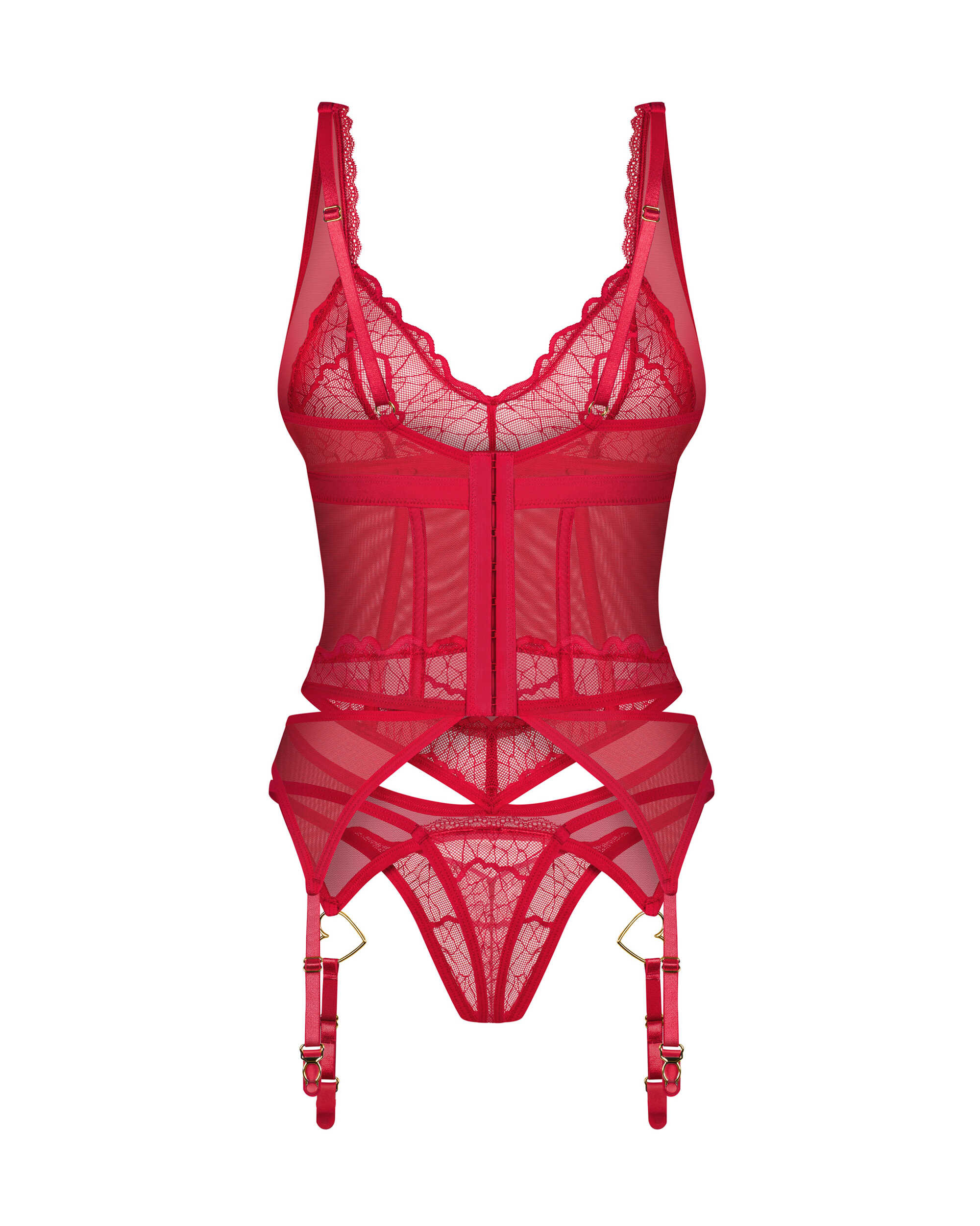 Corset et string rouge en dentelle Cupide - Obsessive – Image 6