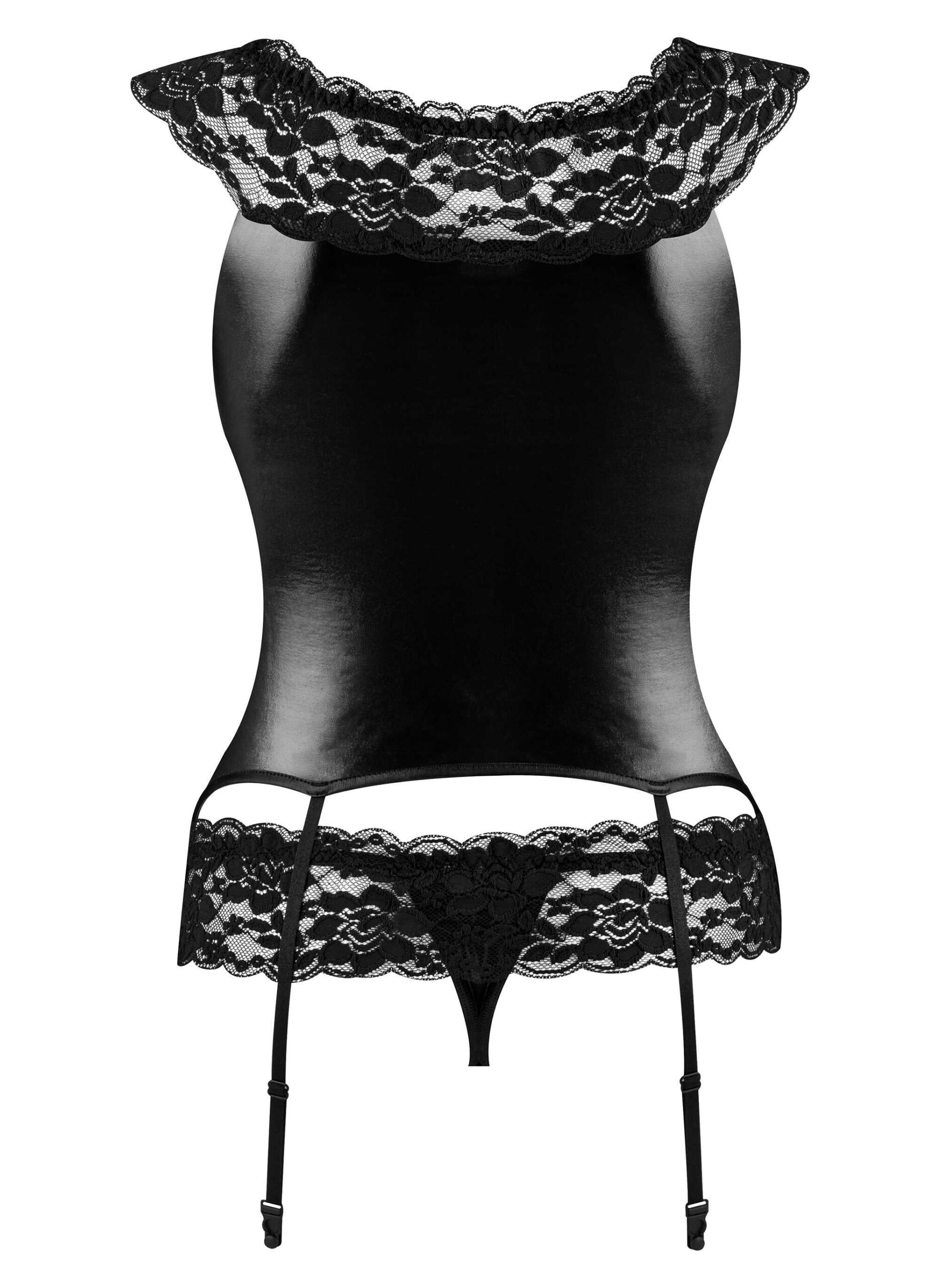 Ensemble lingerie wetlook et dentelle lacé devant - Beauty Night – Image 8