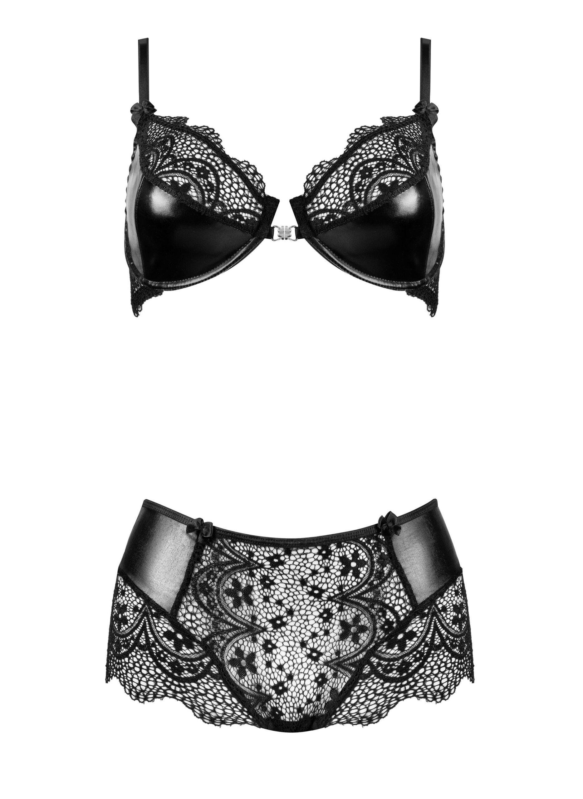 Ensemble lingerie dentelle et tulle brillant noir - Beauty Night – Image 6