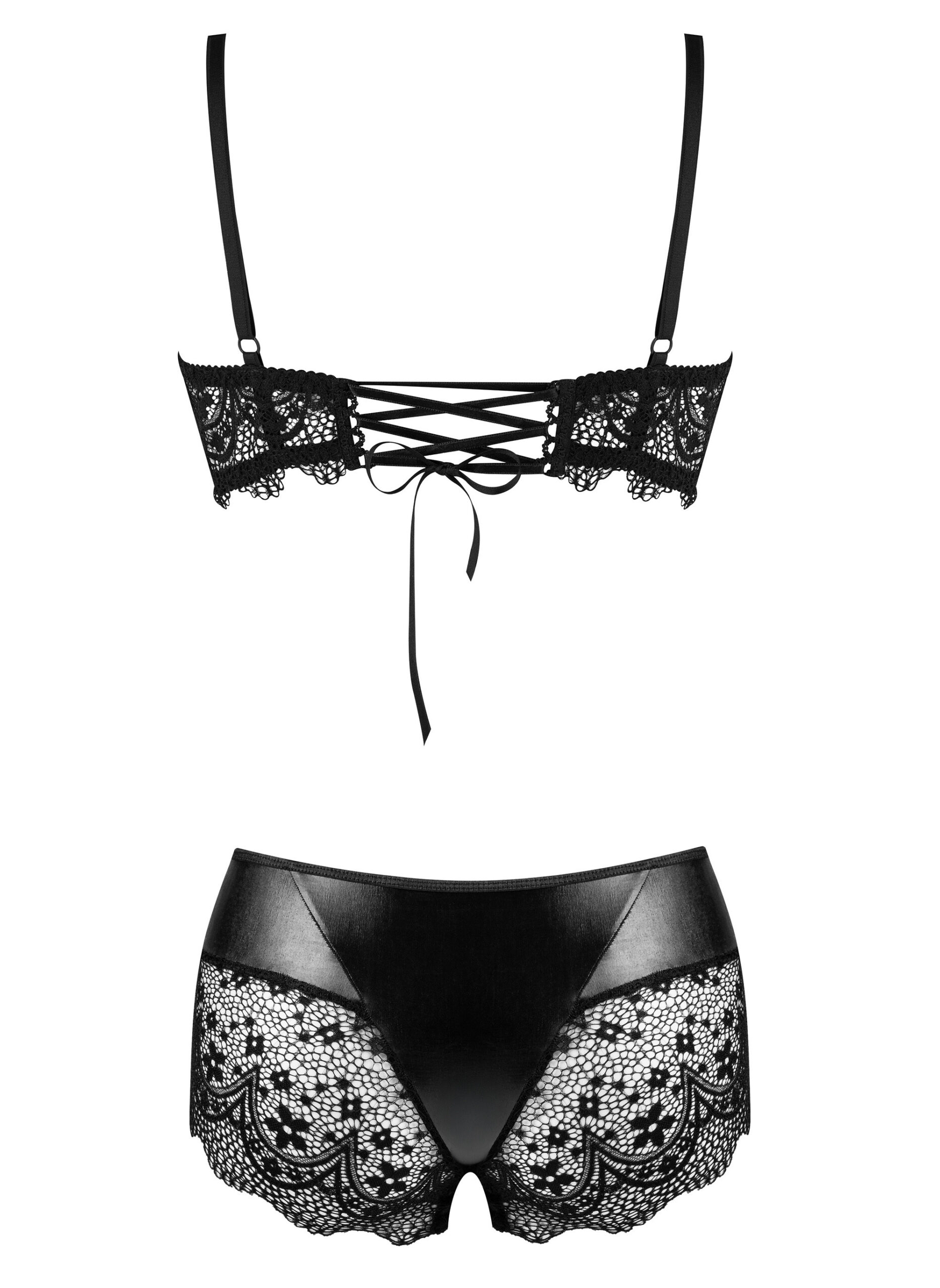 Ensemble lingerie dentelle et tulle brillant noir - Beauty Night – Image 7