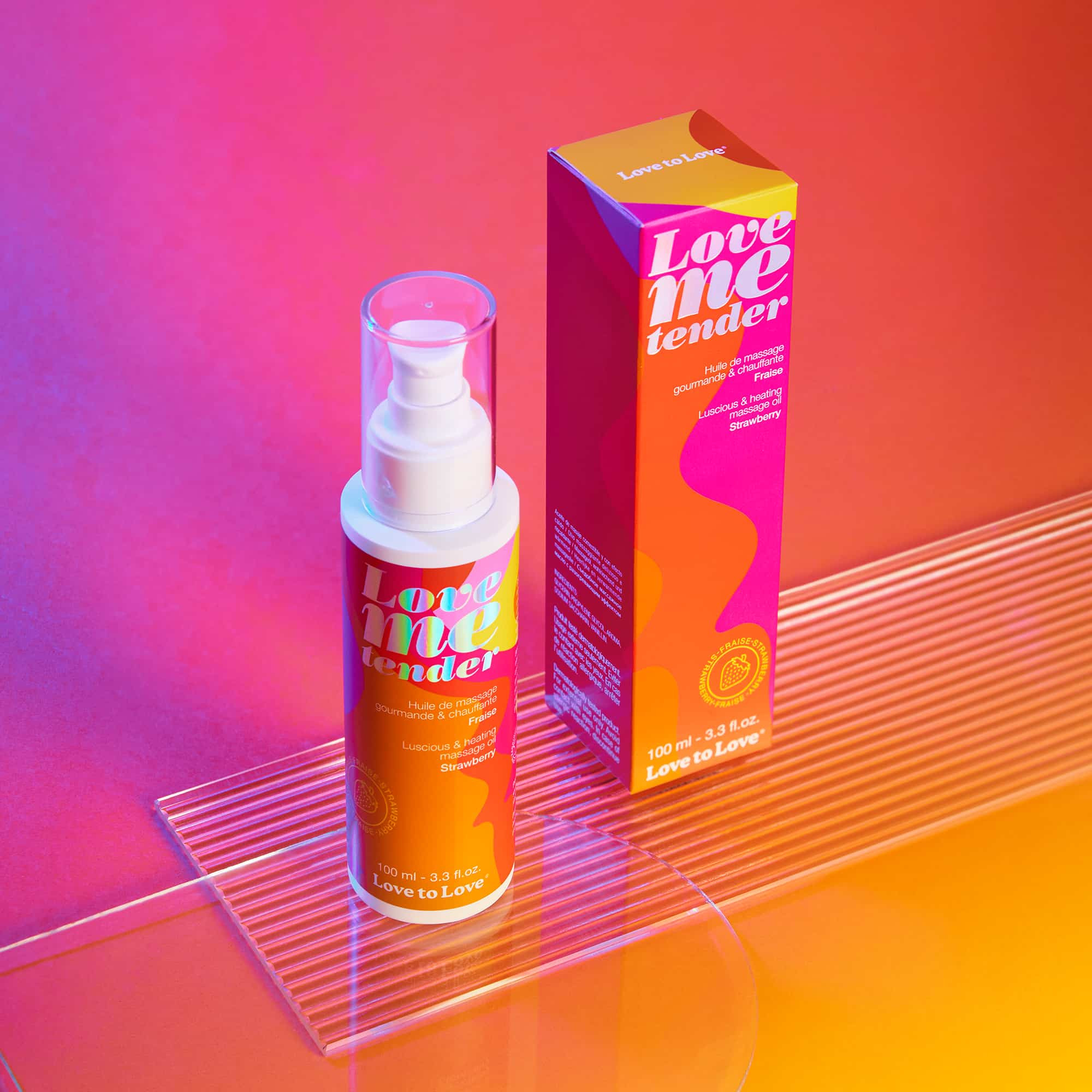Huile de massage chauffante saveur fraise 100 ml - Love to Love – Image 2