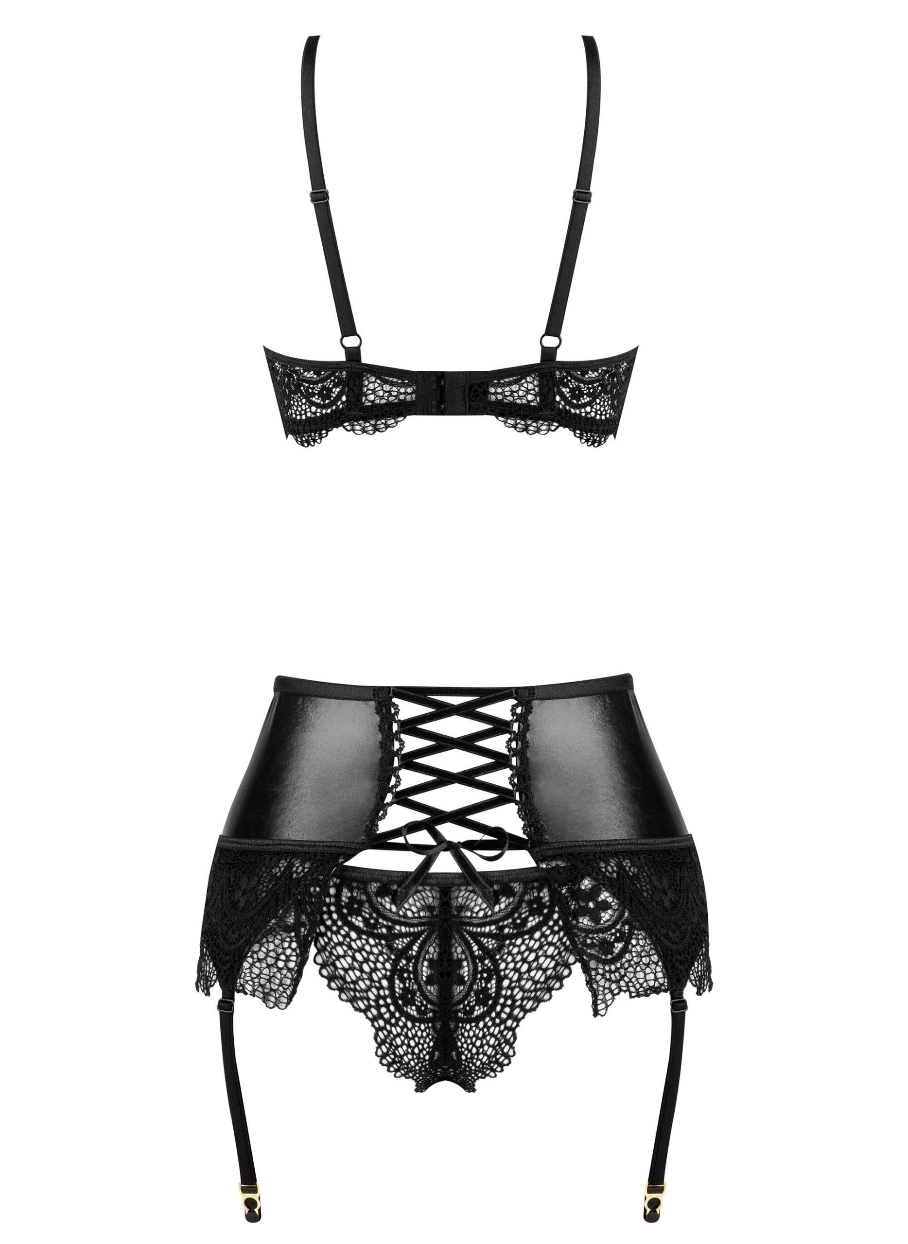 Ensemble lingerie wetlook et dentelle Noir Fantasy - Beauty Night – Image 8