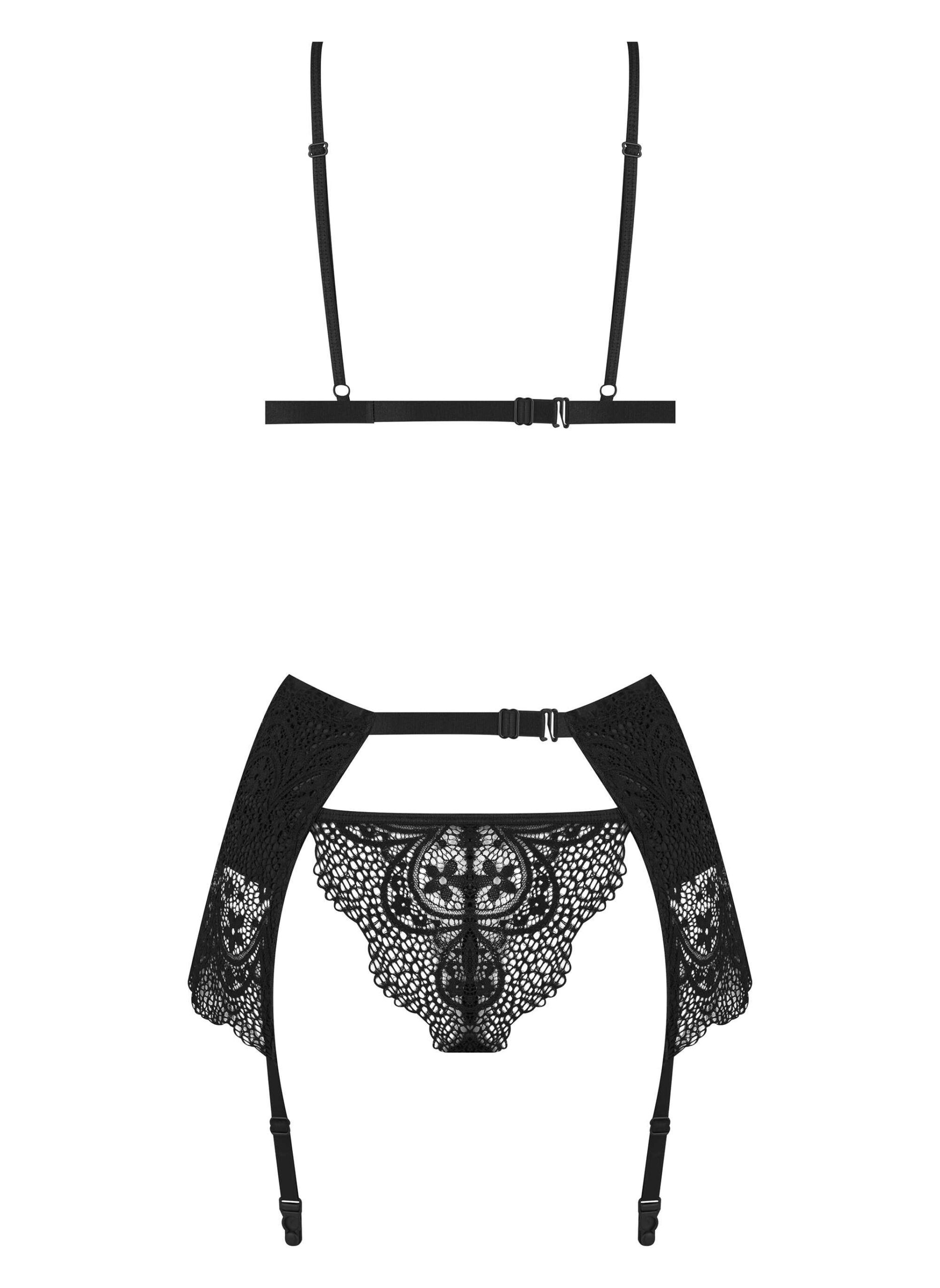 Ensemble lingerie wetlook et dentelle avec jarretière - Beauty Night – Image 8