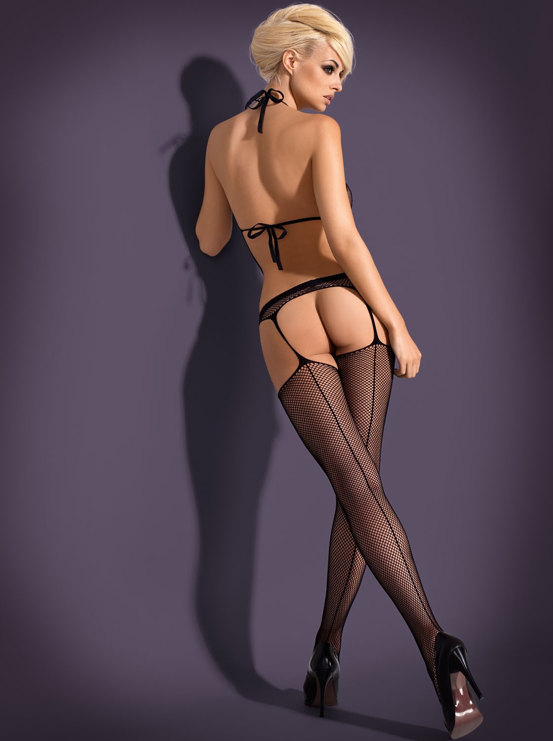 Bodystocking résille à effet porte-jarretelles - Obsessive – Image 4