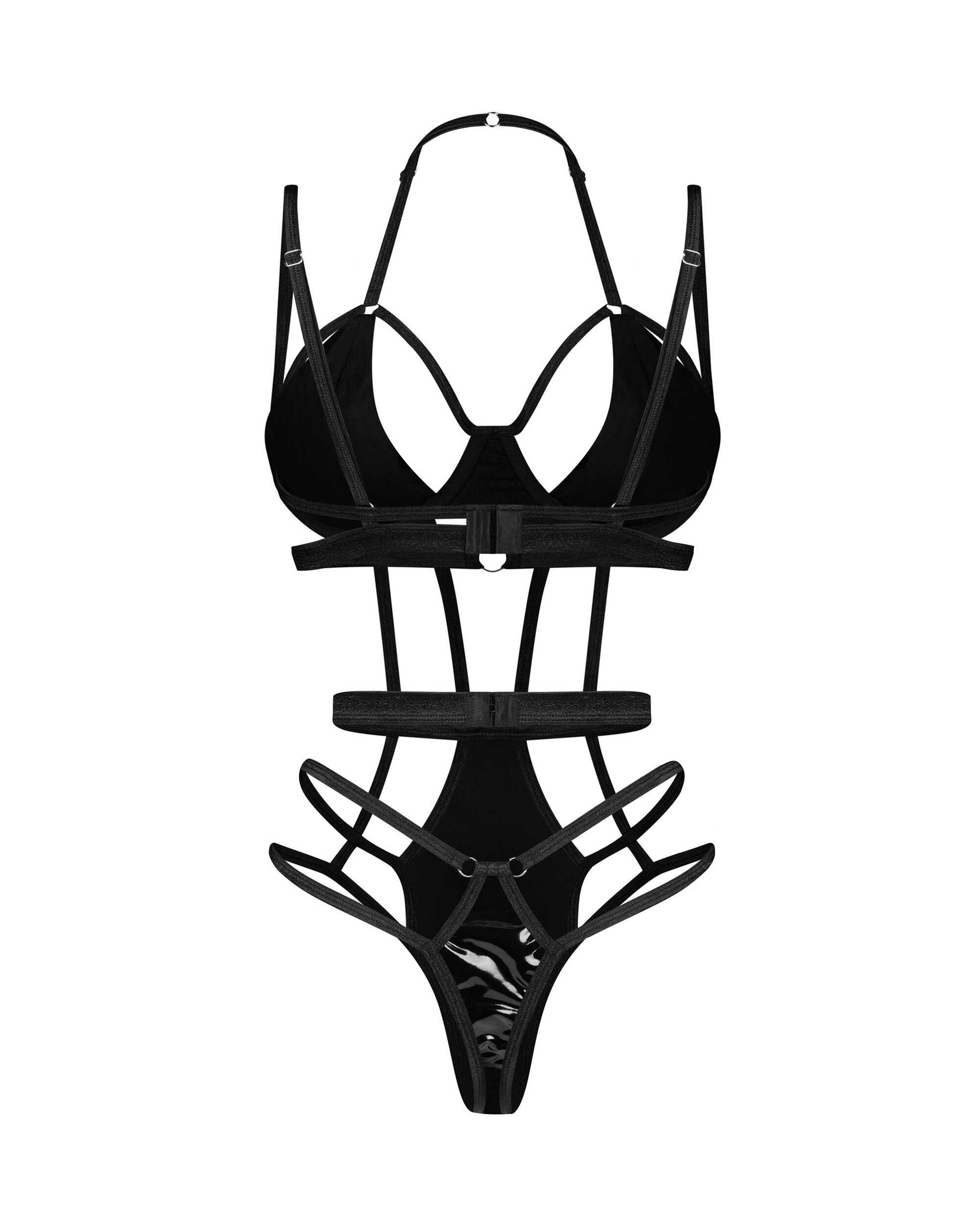 Body wetlook effet latex avec armatures - Obsessive – Image 4
