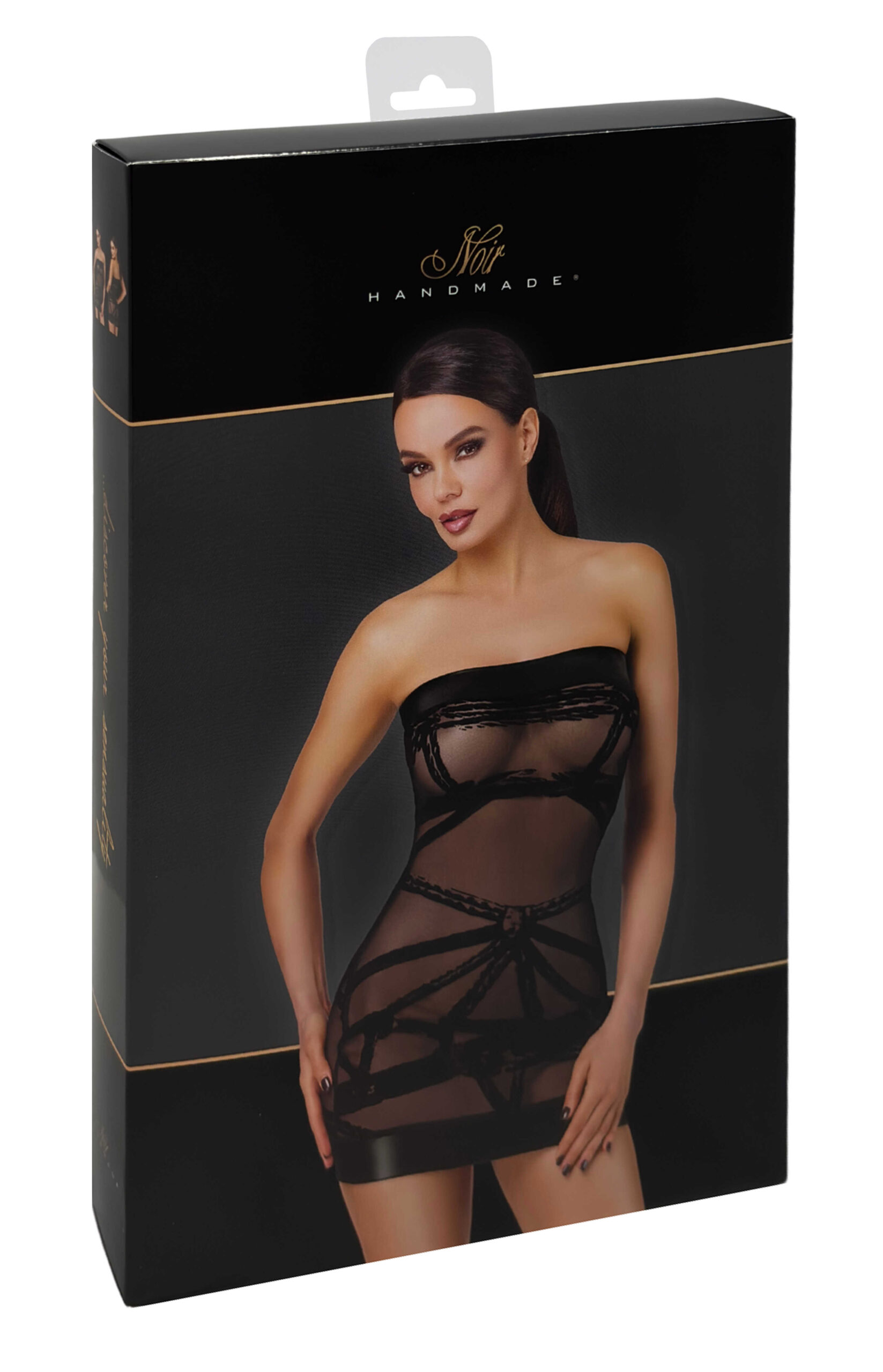 Mini robe Bondesque en tulle épaule dénudée - Noir Handmade – Image 7