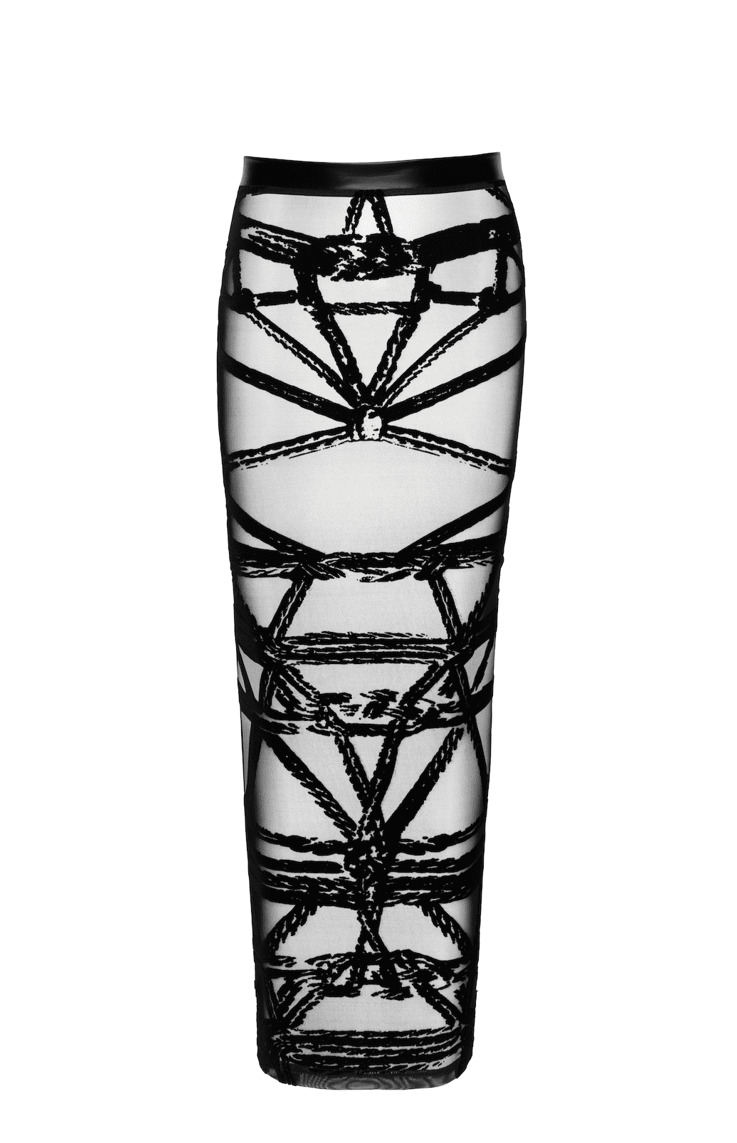 Jupe longue en tulle floqué style bondage - Noir Handmade – Image 5