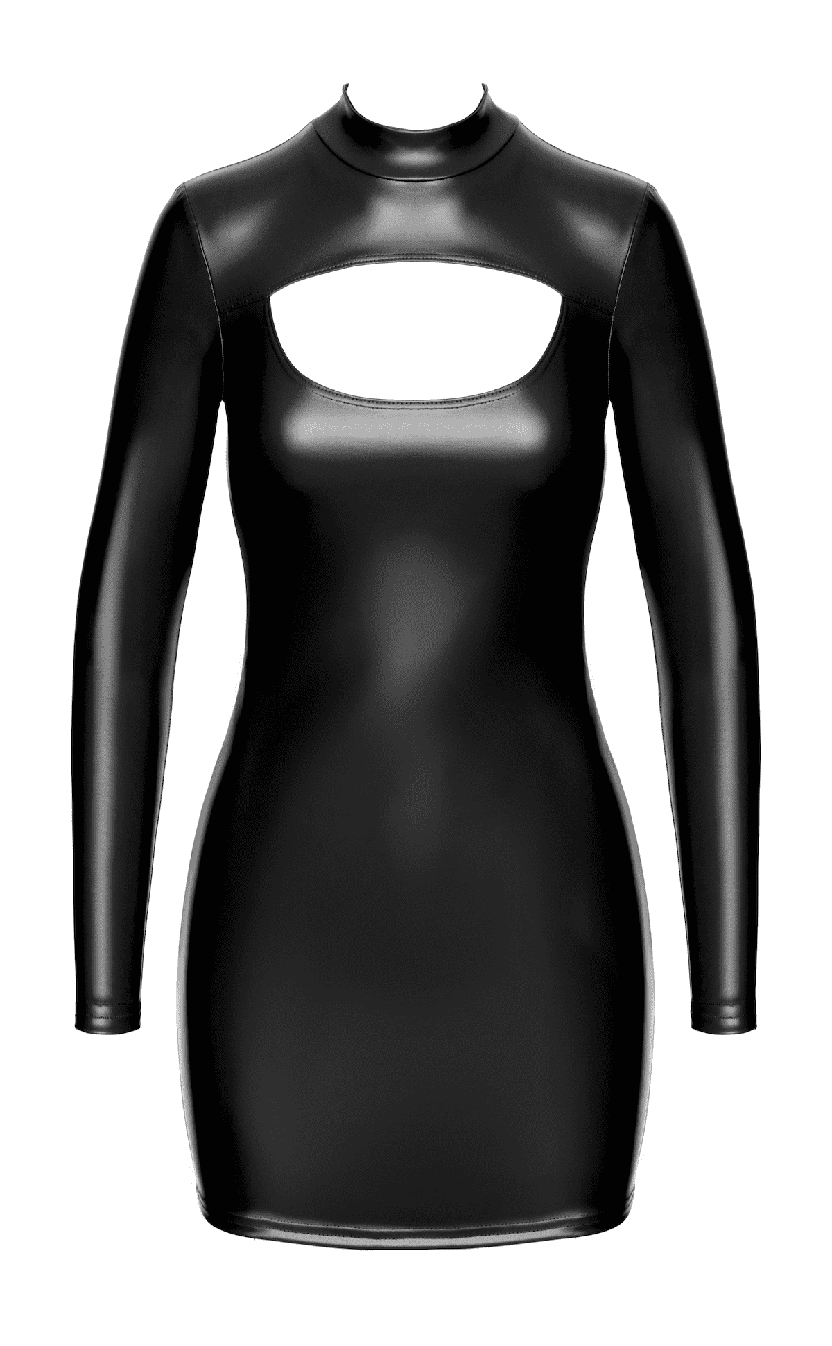 Robe moulante wetlook ouverte à manches longues - Noir Handmade – Image 7