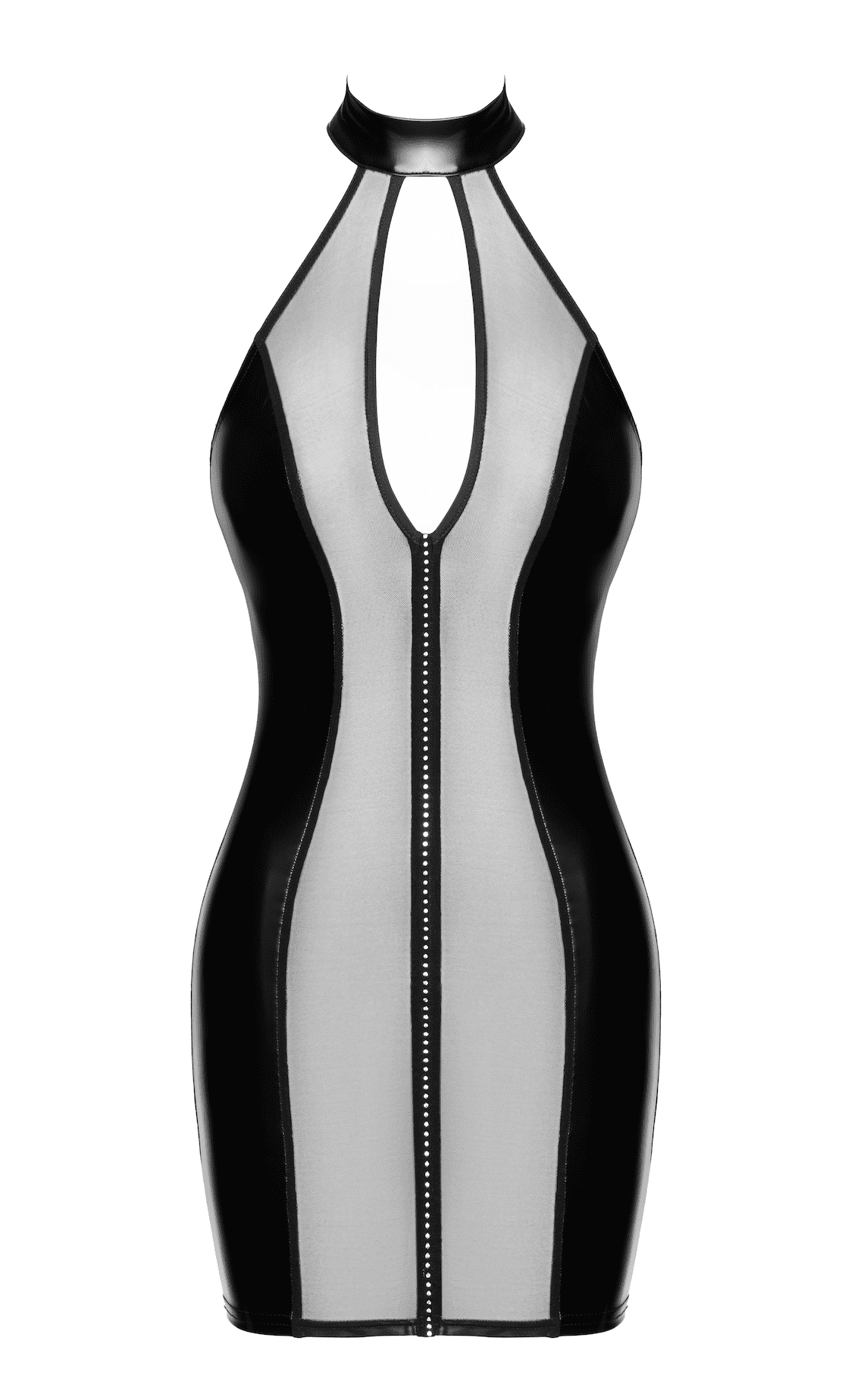 Mini robe wetlook transparente à strass - Noir Handmade – Image 6