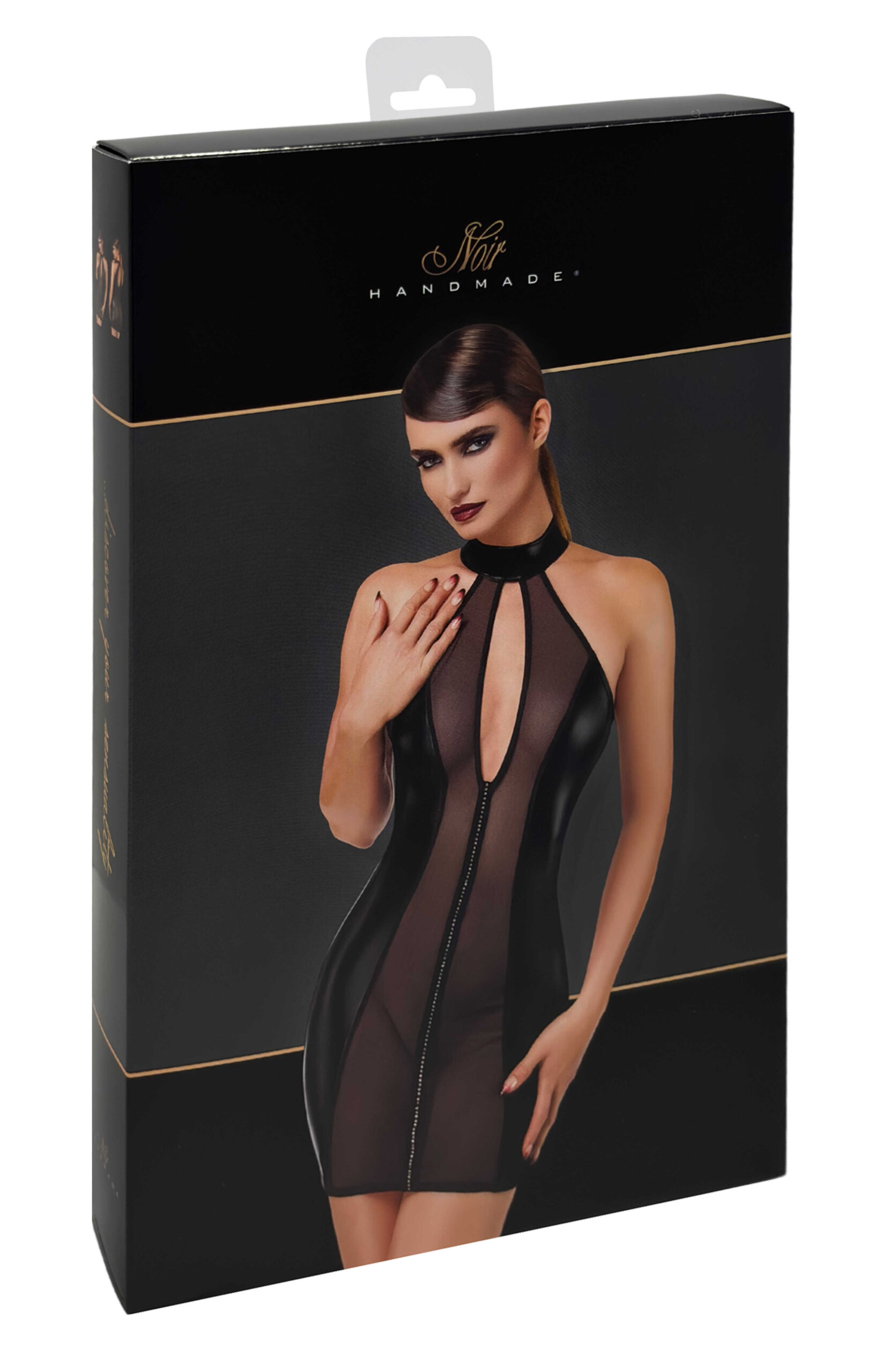 Mini robe wetlook transparente à strass - Noir Handmade – Image 8