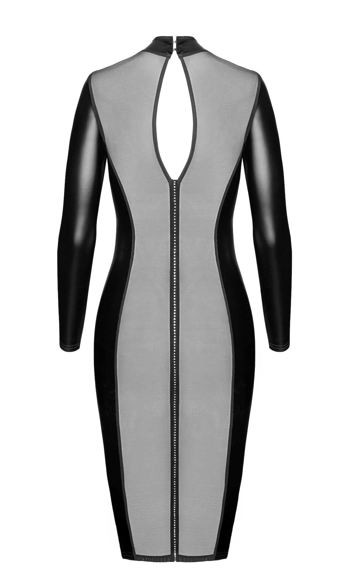 Robe mi-longue Luxuria en wetlook et tulle - Noir Handmade – Image 7