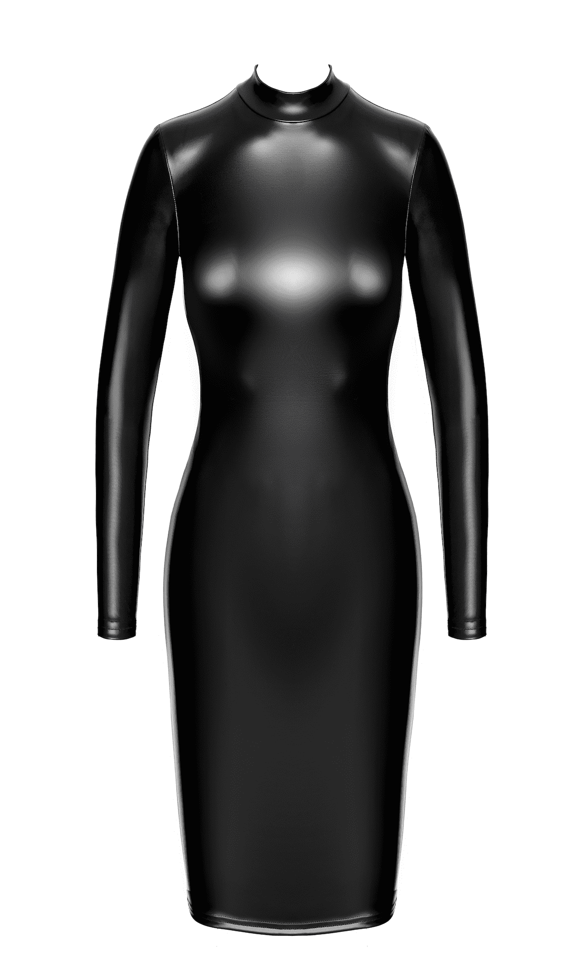 Robe mi-longue Luxuria en wetlook et tulle - Noir Handmade – Image 6