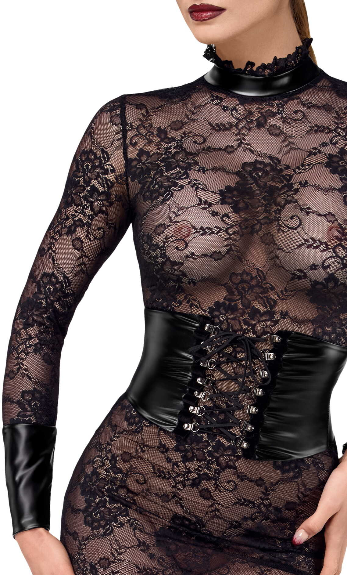 Robe corset mi-longue en dentelle Noirelle - Noir Handmade – Image 6
