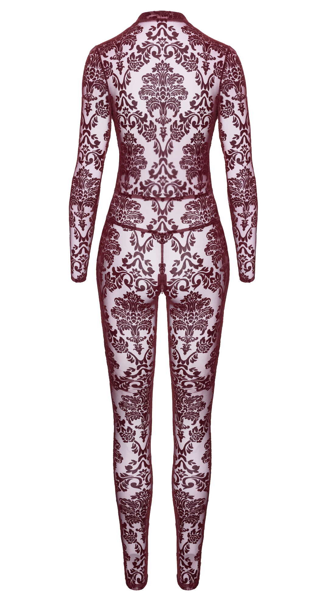 Catsuit en tulle floqué bordeaux - Noir Handmade – Image 7