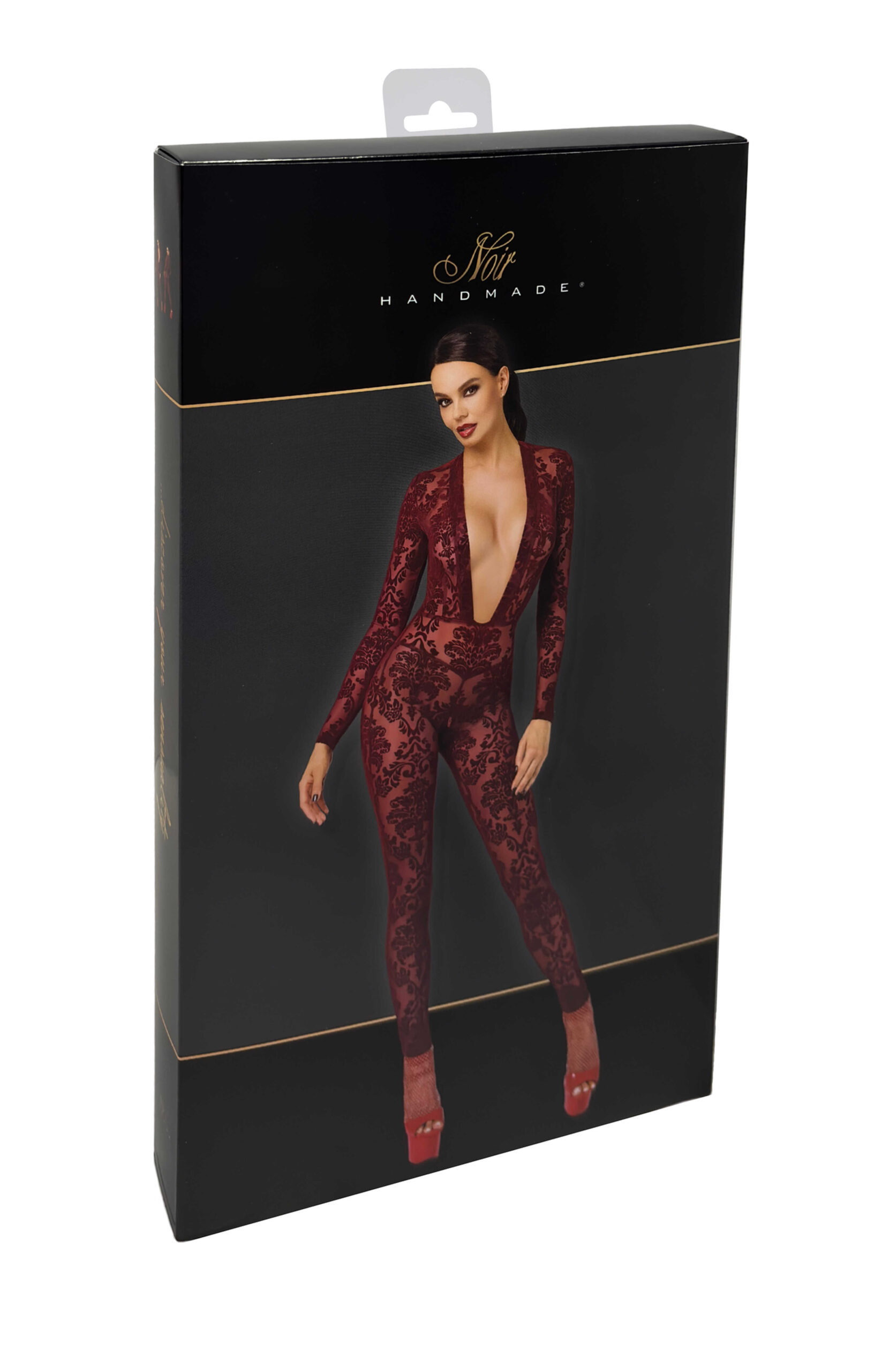 Catsuit en tulle floqué bordeaux - Noir Handmade – Image 8