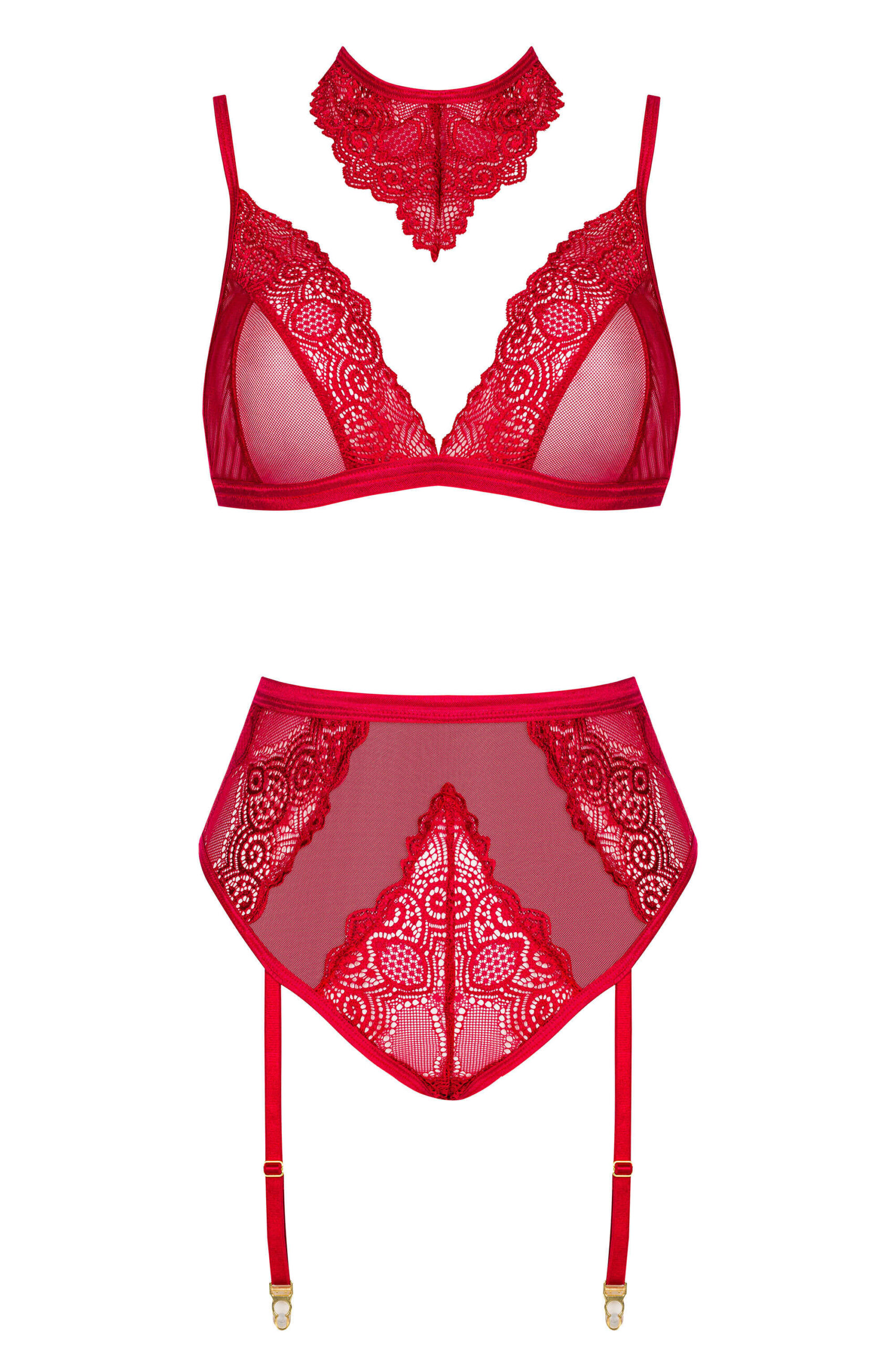 Ensemble lingerie dentelle cerise avec porte-jarretelles - Beauty Night – Image 19