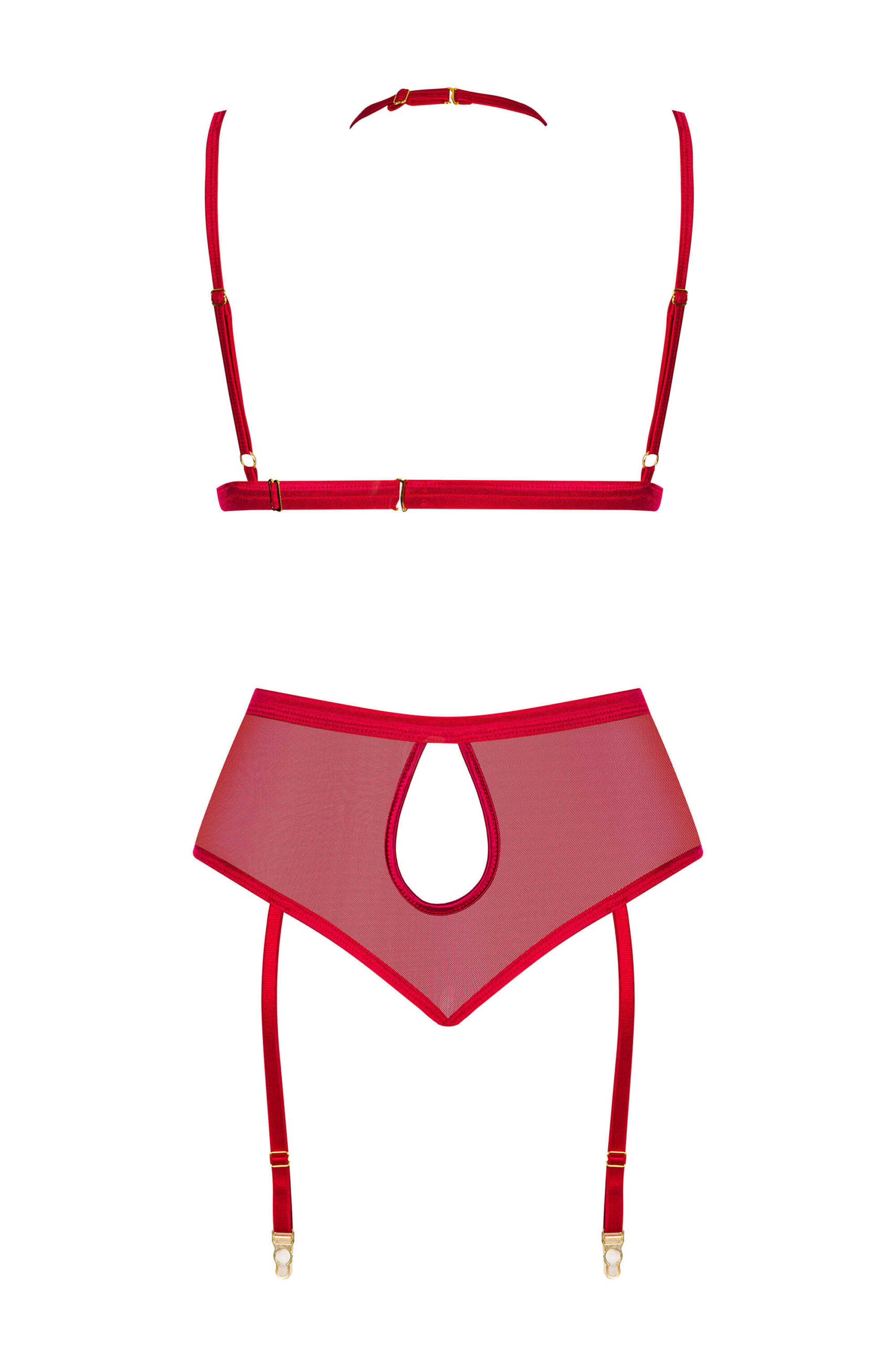 Ensemble lingerie dentelle cerise avec porte-jarretelles - Beauty Night – Image 20