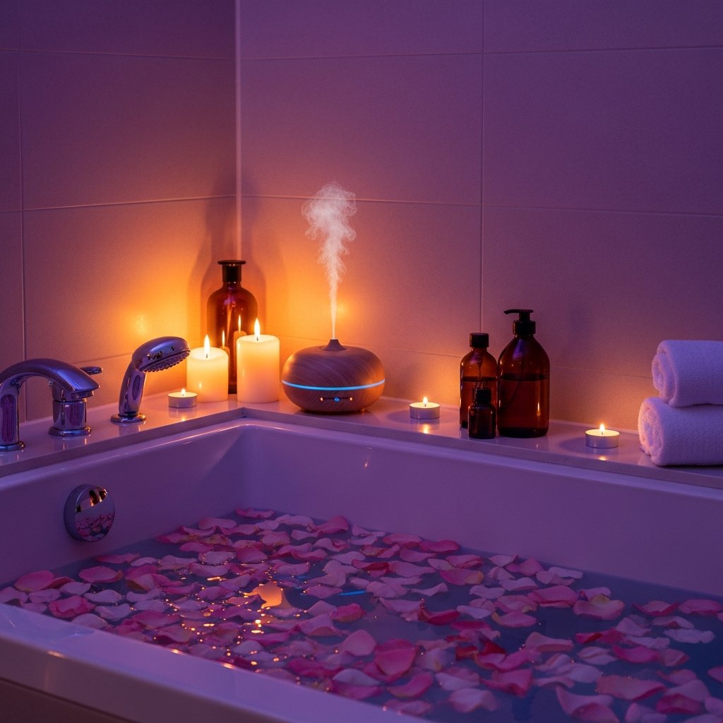 Bain aromatique romantique aux huiles essentielles pour la sexualité
