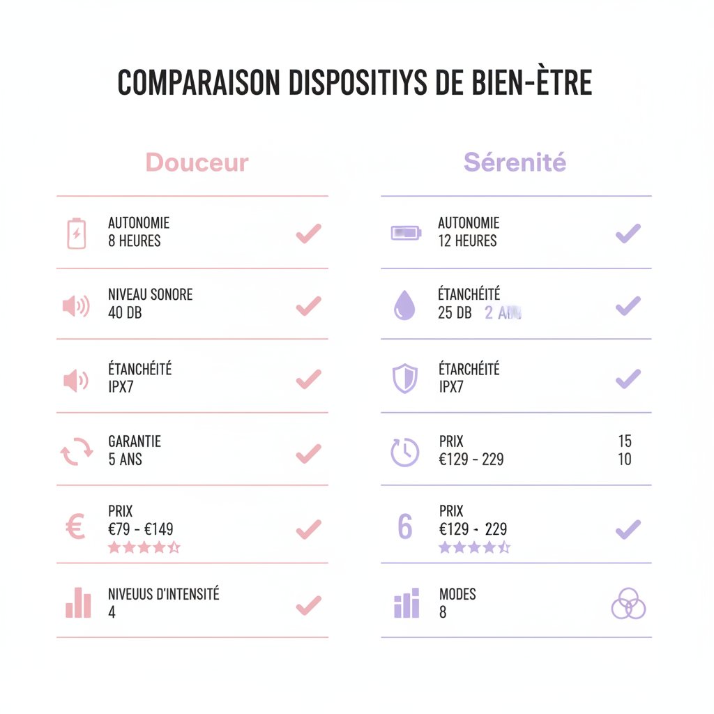 Comparatif Womanizer vs Satisfyer - tableau des caractéristiques