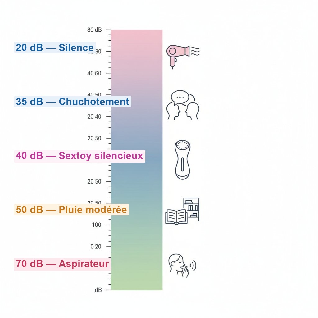 Sextoy discret et silencieux - échelle des décibels comparée