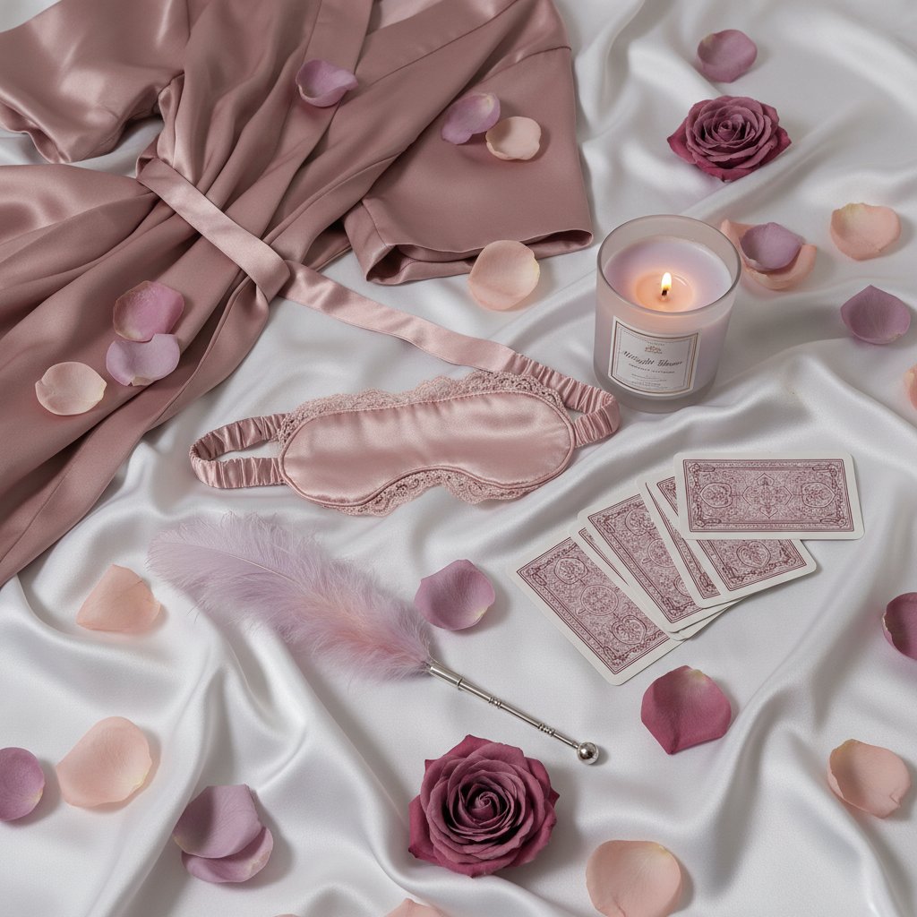 Accessoires pour jeux de rôle érotique couple débutant - bandeau, plume, bougies