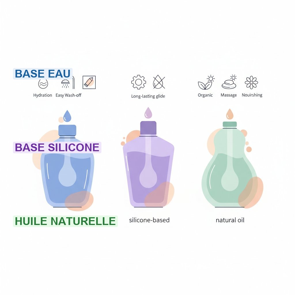 Lubrifiant intime ménopause - comparaison des types de lubrifiants base eau silicone et huile naturelle