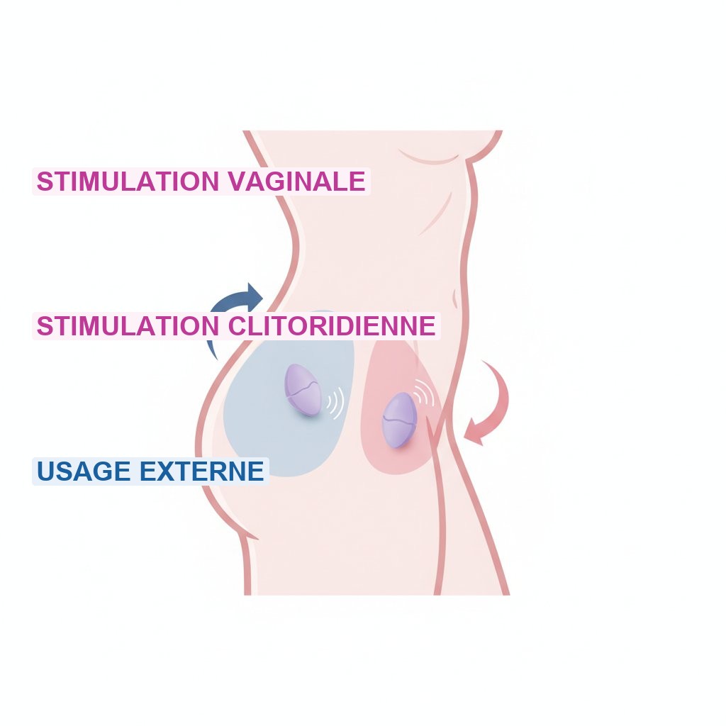Oeuf vibrant telecommande couple - zones de stimulation f\u00e9minine