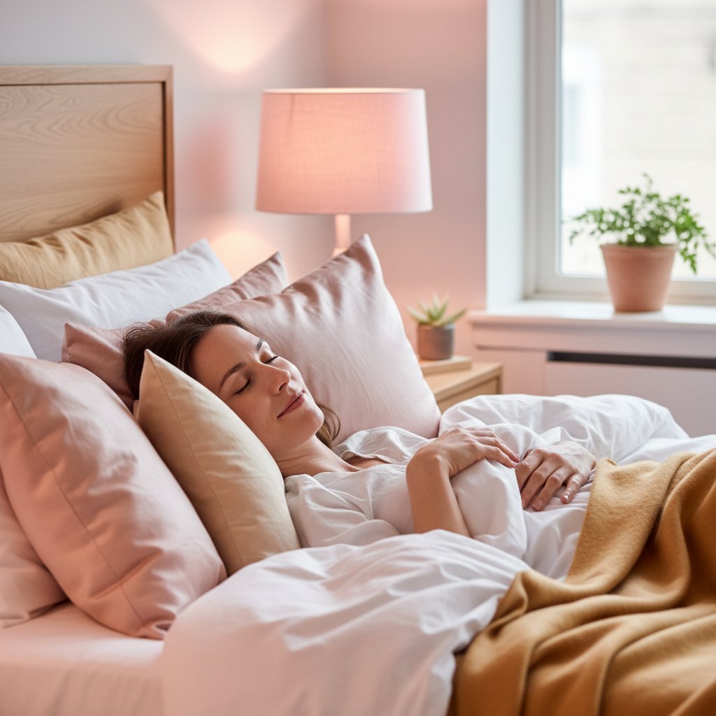 Positions pour se masturber - femme détendue allongée sur un lit confortable