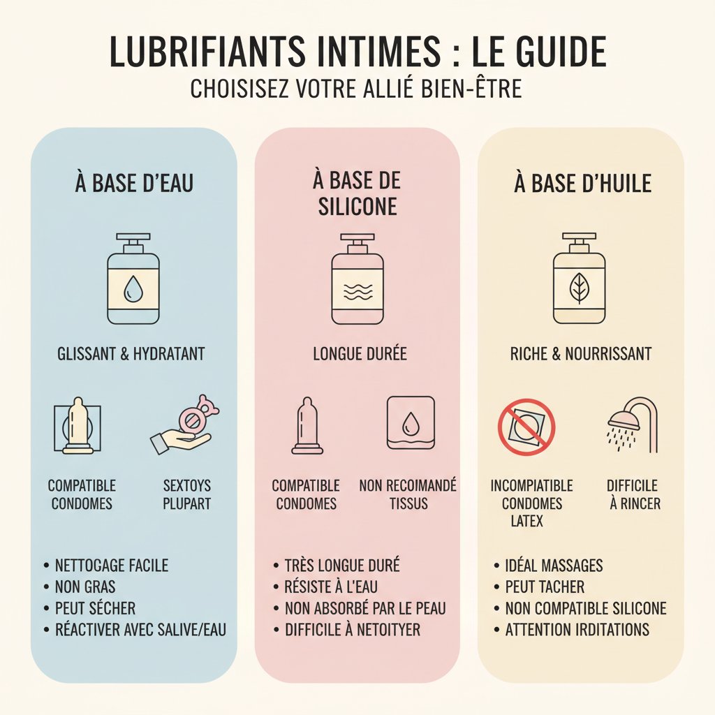 Premier rapport sexuel lubrifiant conseils - types de lubrifiants comparatif