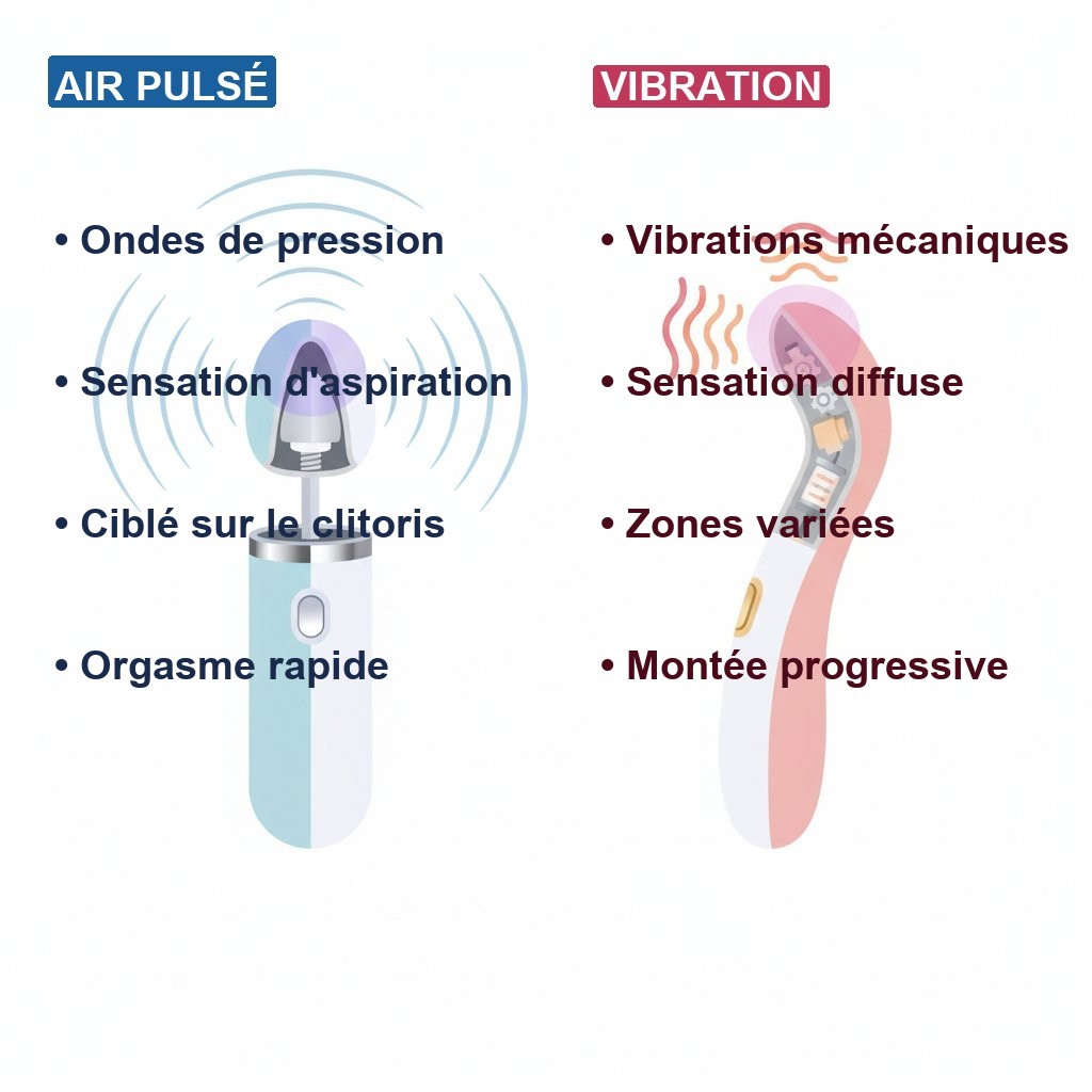 Sextoy sans pénétration - comparaison air pulsé vs vibration classique