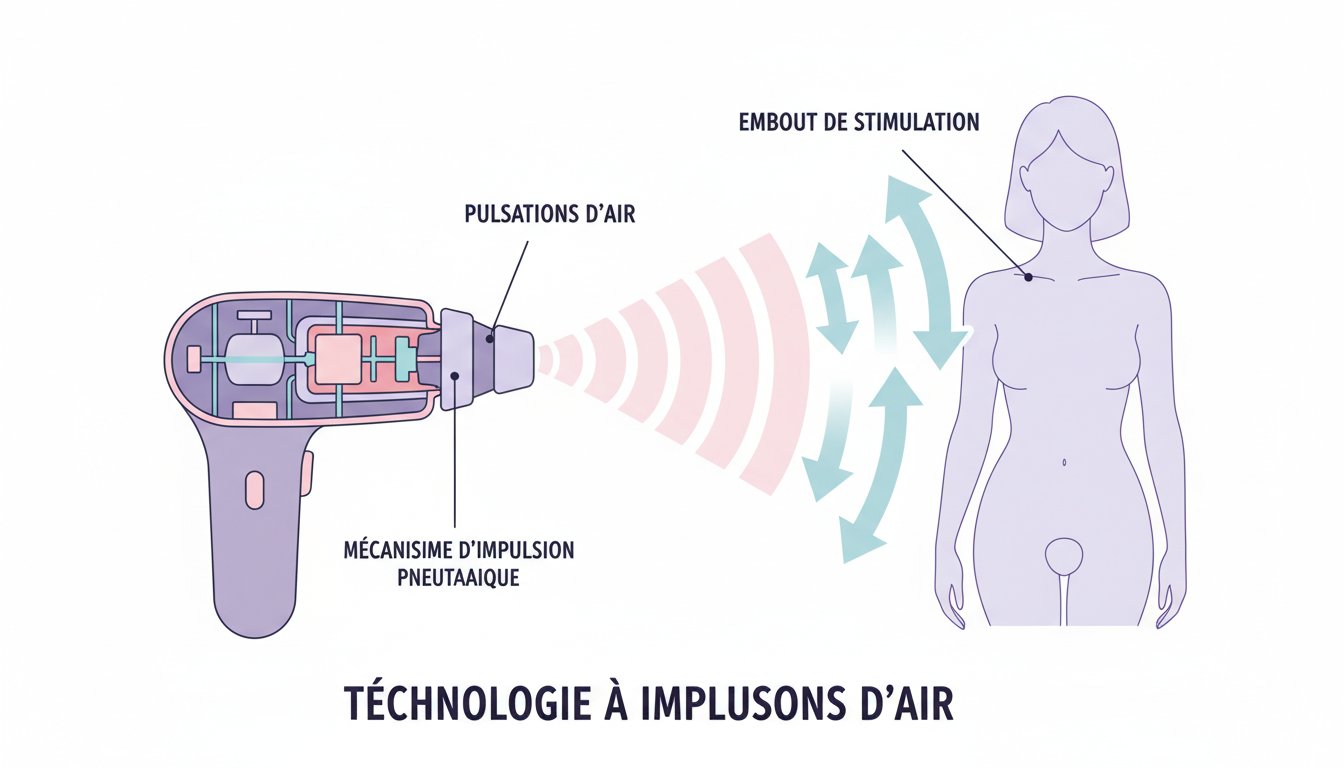 Vibromasseur air pulse fonctionnement guide - schema technologie ondes de pression