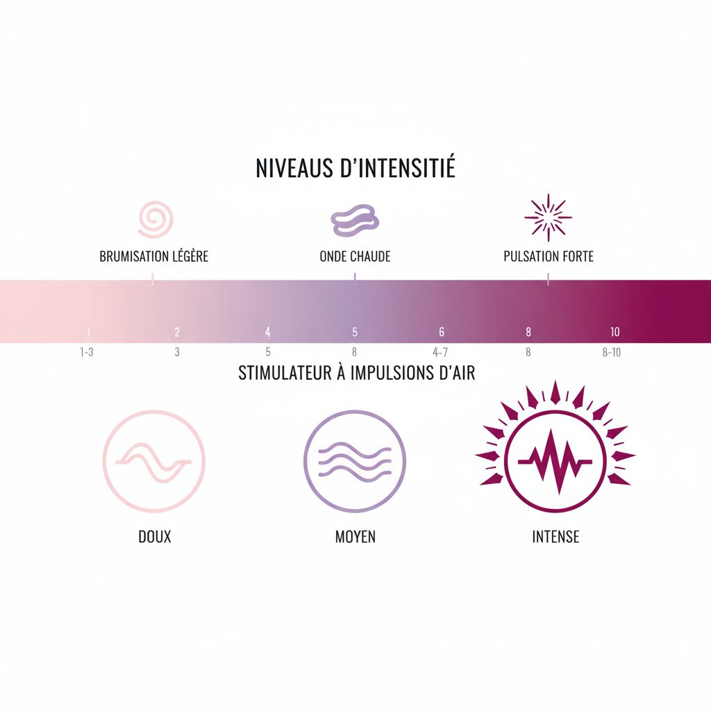 Vibromasseur air pulse fonctionnement - niveaux intensité ondes de pression