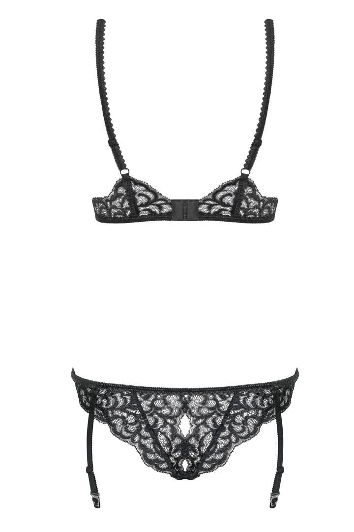 Body ouvert en dentelle scintillante avec jarretelles - Obsessive – Image 6
