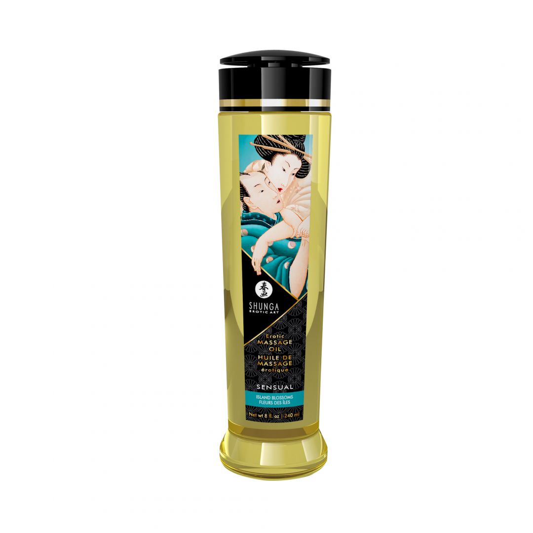 Huile de massage érotique sensuelle fleurs des îles 240 ml - Shunga
