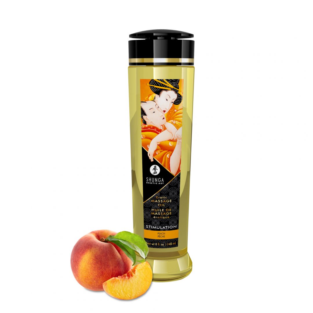 Huile de massage érotique stimulante à la pêche 240 ml - Shunga – Image 2