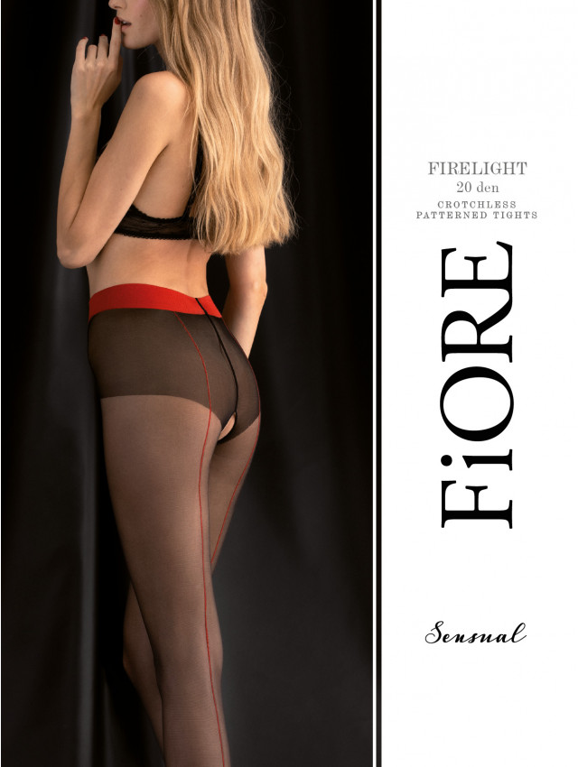Collants Firelight bicolore noir et rouge 20 DEN - Fiore – Image 2