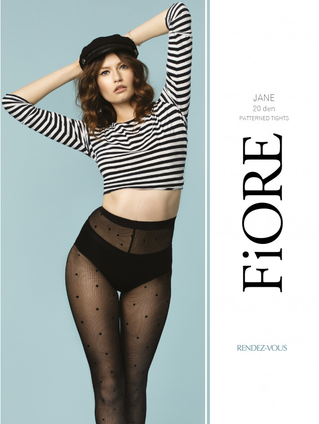Collants Jane à pois chic parisien 20 DEN noirs - Fiore – Image 2